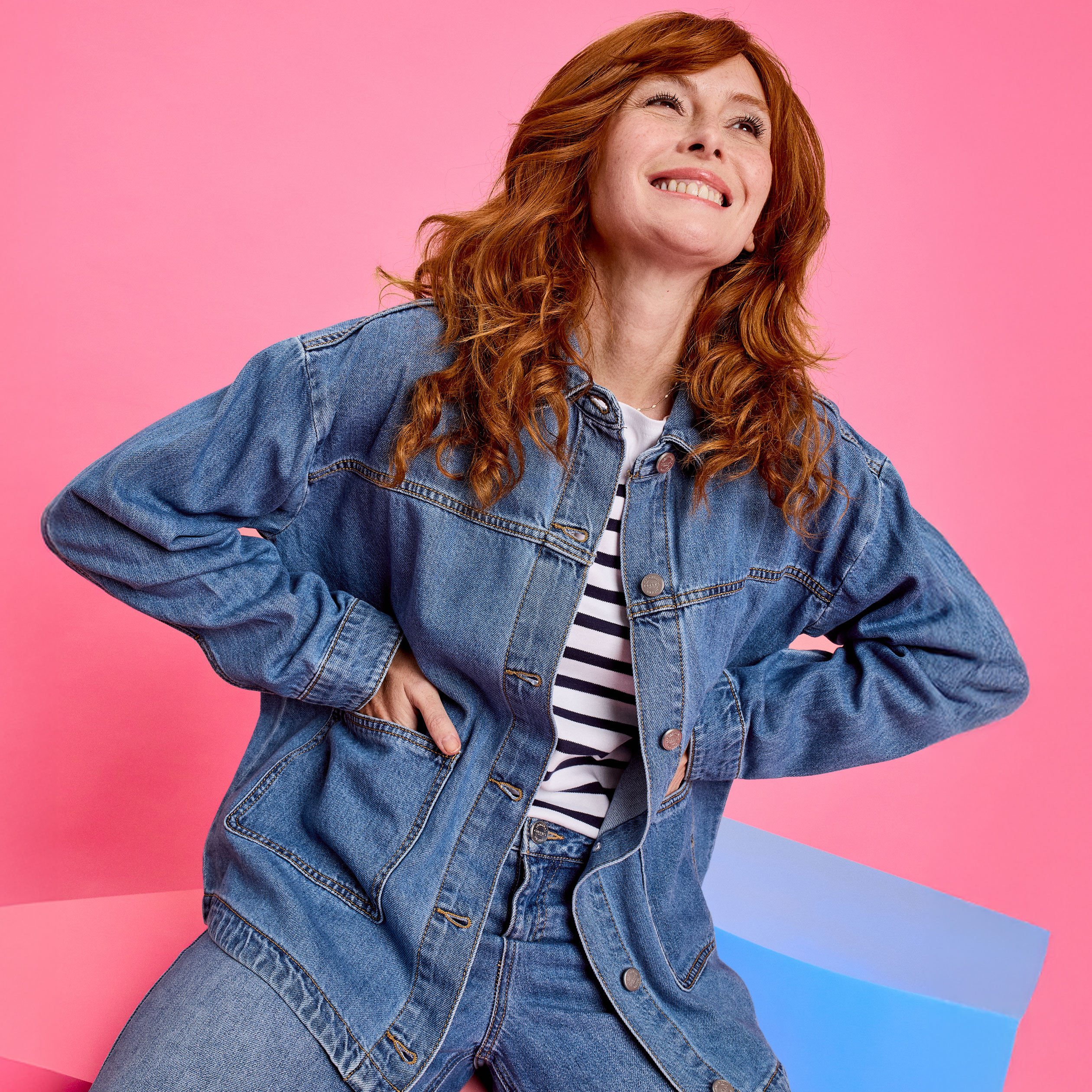 Veste surchemise oversize en jean coton denim stone femme