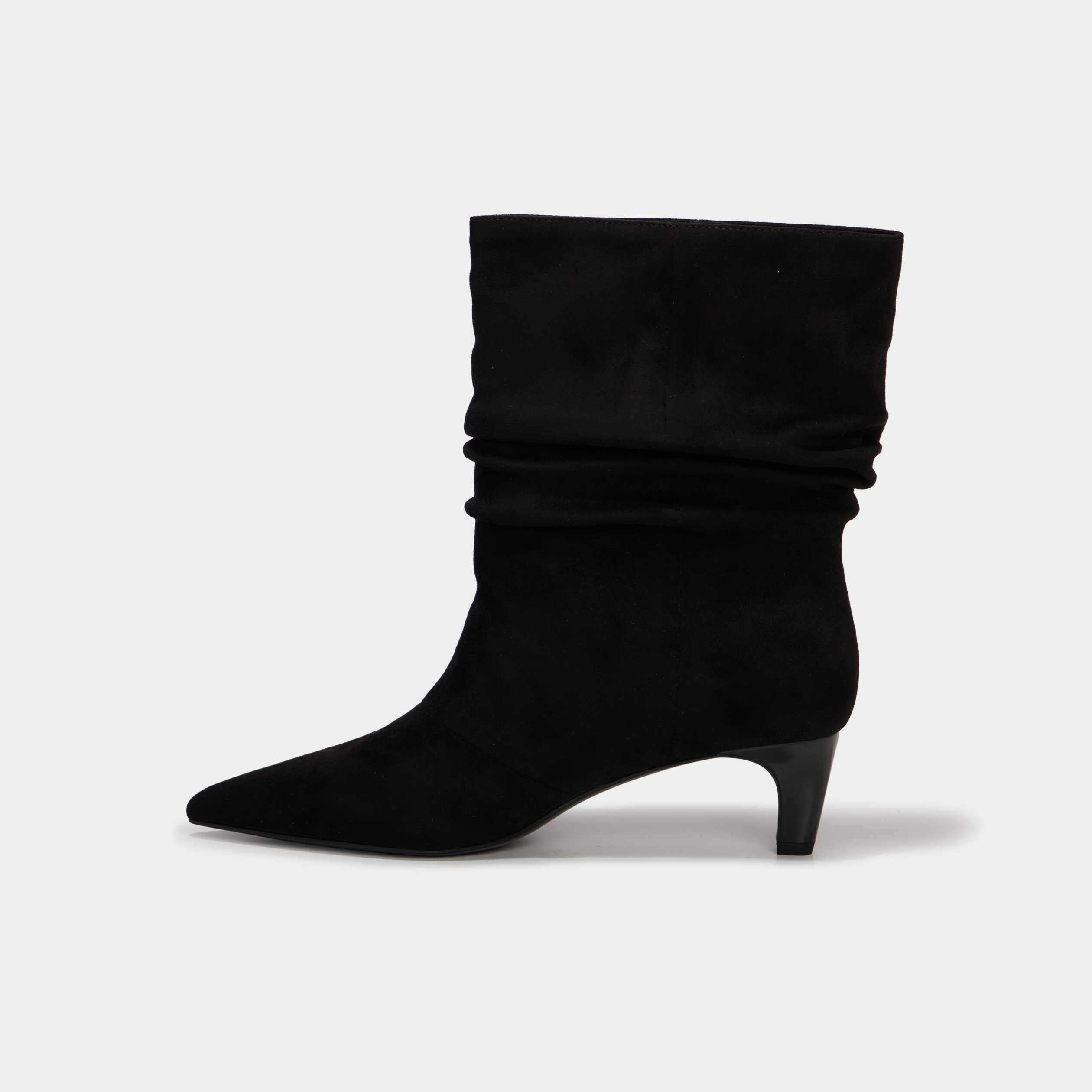 Bottines pliss&eacute;es talon kitten heel noir femme