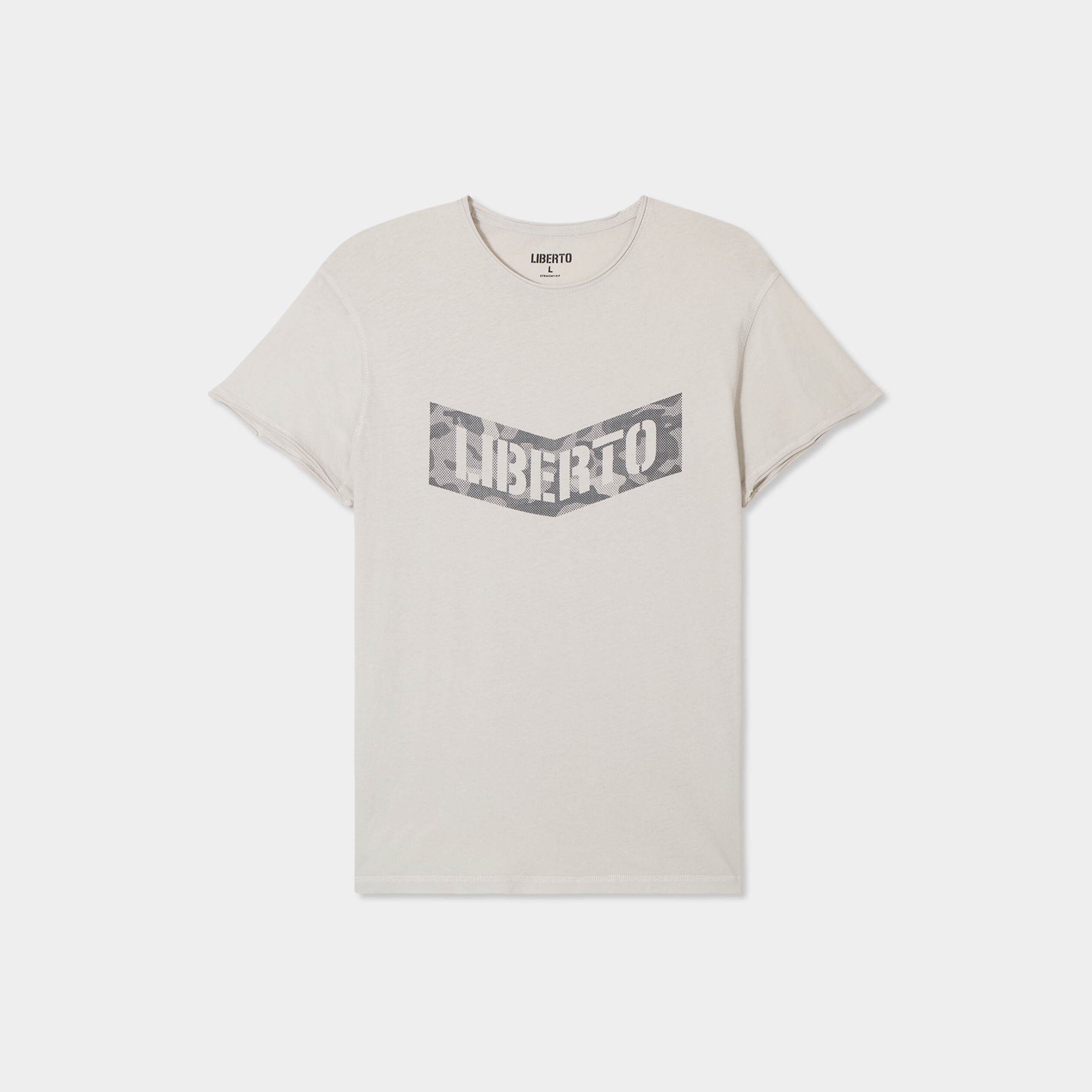 T-shirt manches courtes coton d&eacute;lav&eacute; gris clair homme