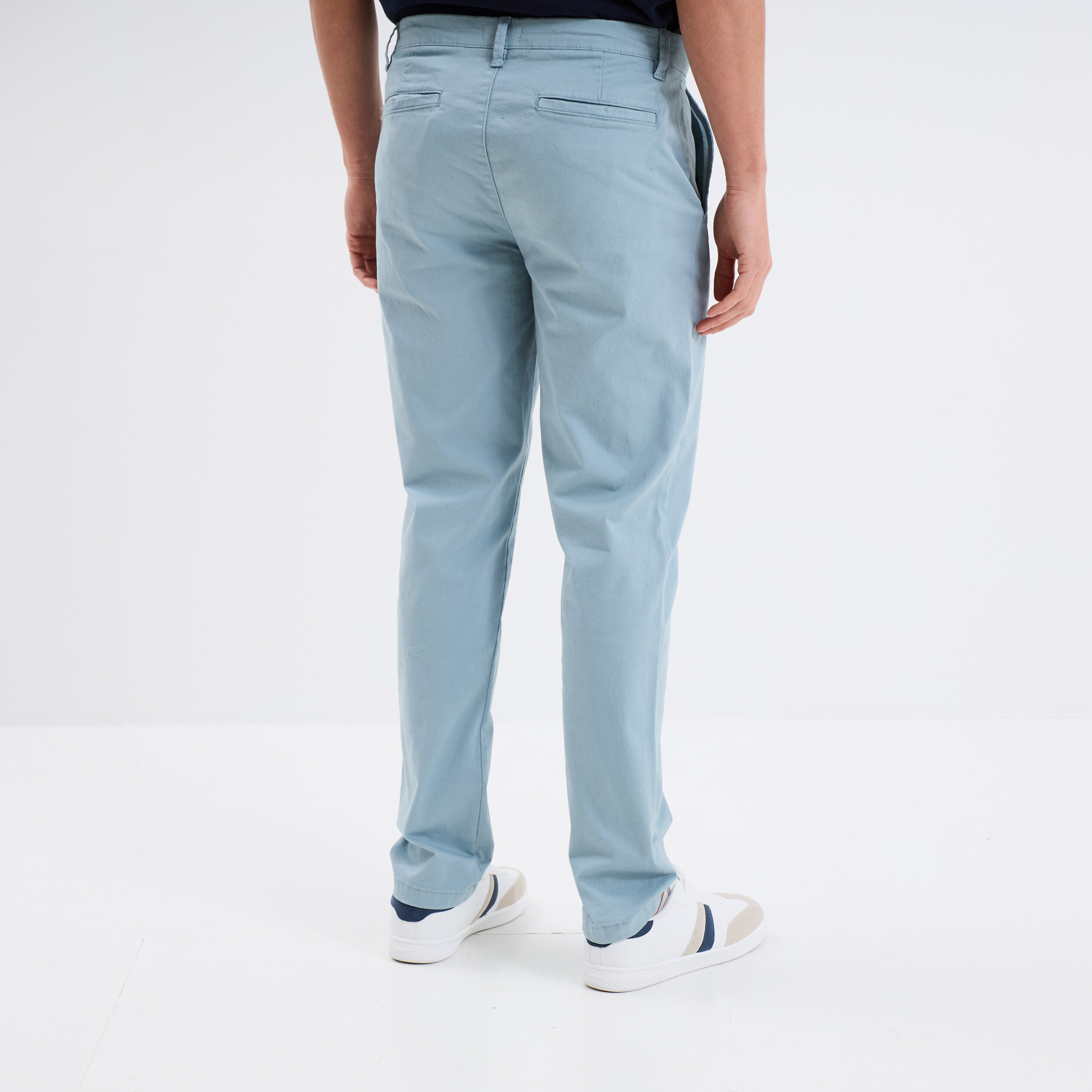 Pantalon chino droit stretch gris homme