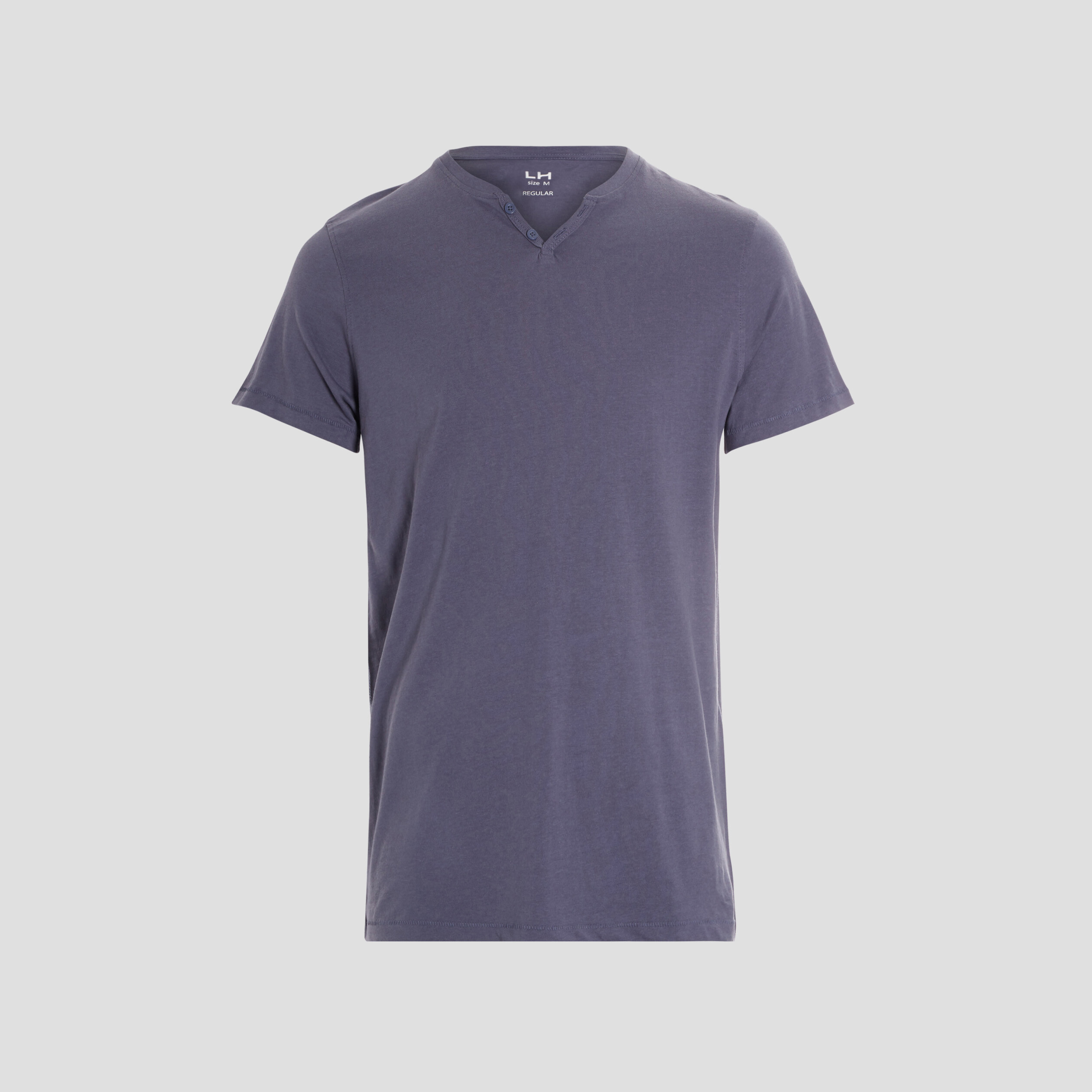 t shirt manches courtes col tunisien bleu homme T-shirt manches courtes col tunisien bleu homme