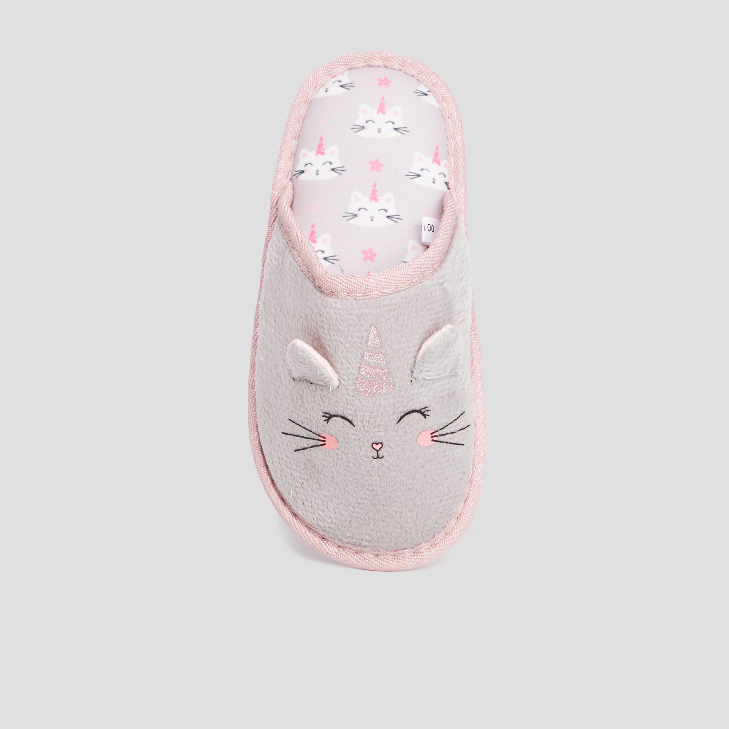 Chaussons mules chat gris fille