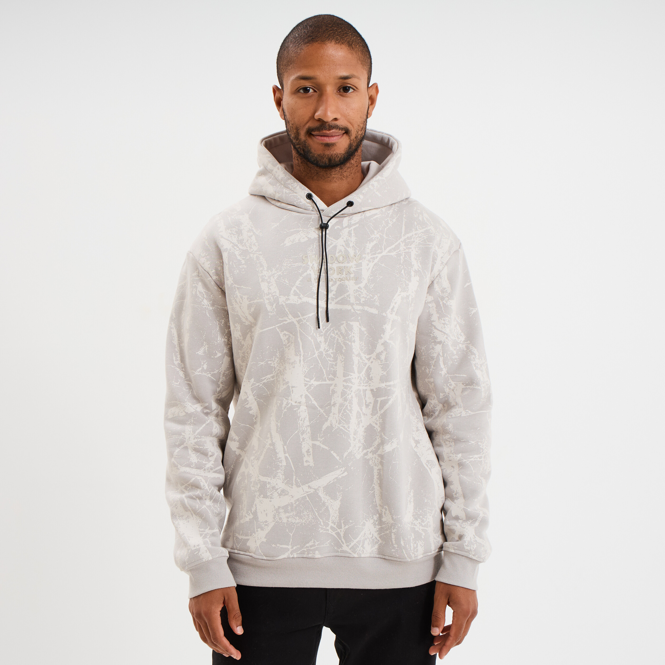 Sweat hoodie à capuche manches longues gris clair homme