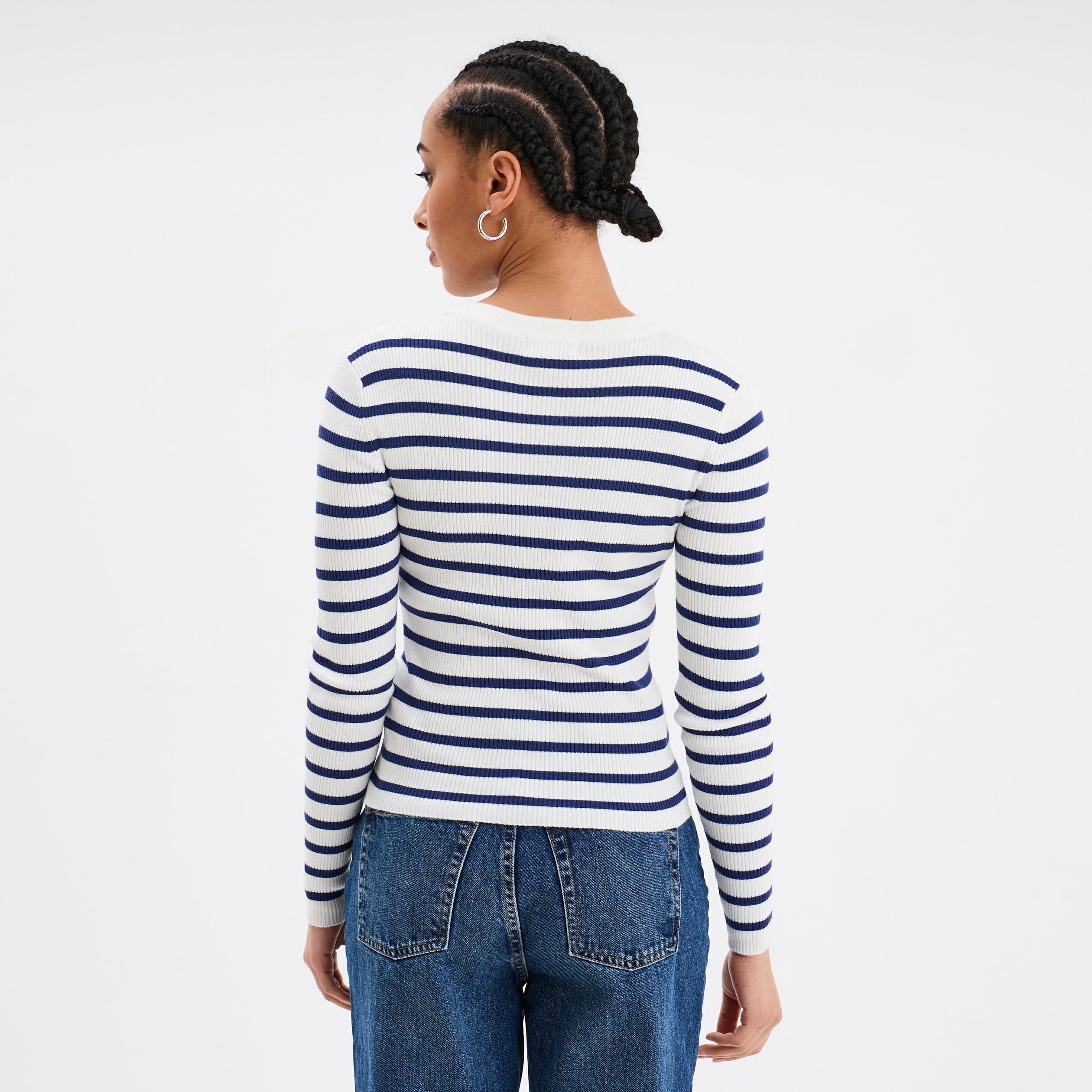 Pull c&ocirc;tel&eacute; manches longues Creeks ecru femme