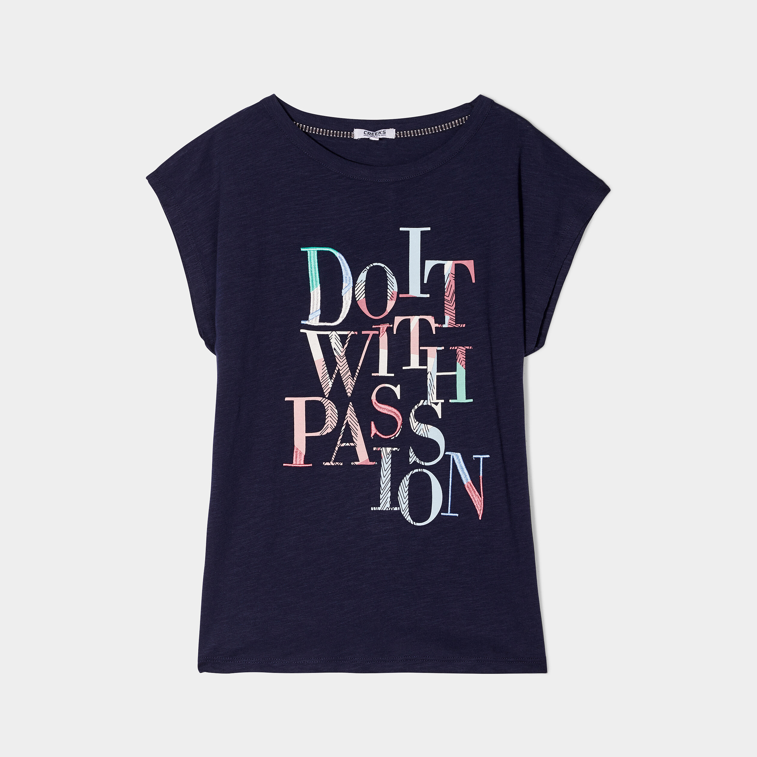 t shirt col rond manches courtes creeks bleu marine femme T-shirt col rond manches courtes Creeks bleu marine femme