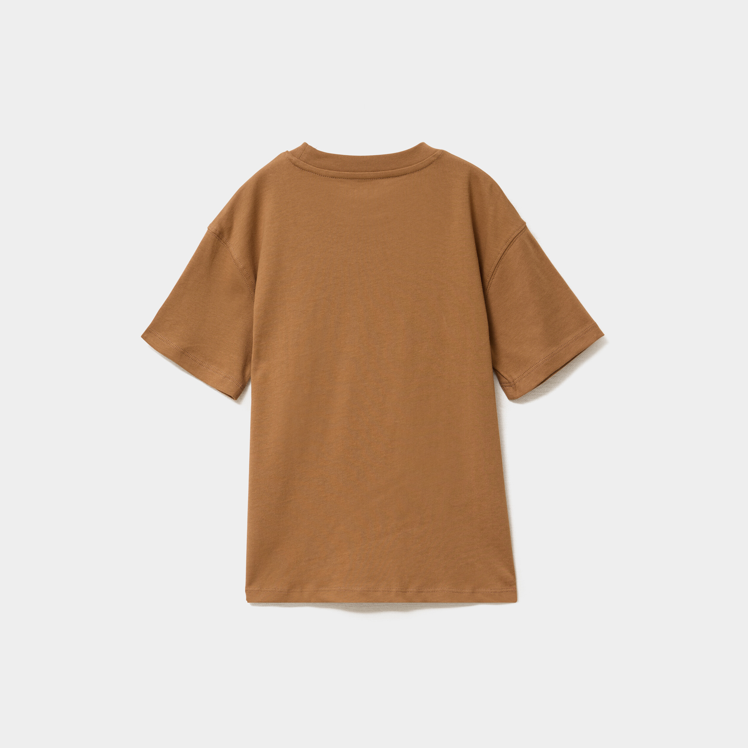 T-shirt oversize 1 poche manches courtes marron gar&ccedil;on