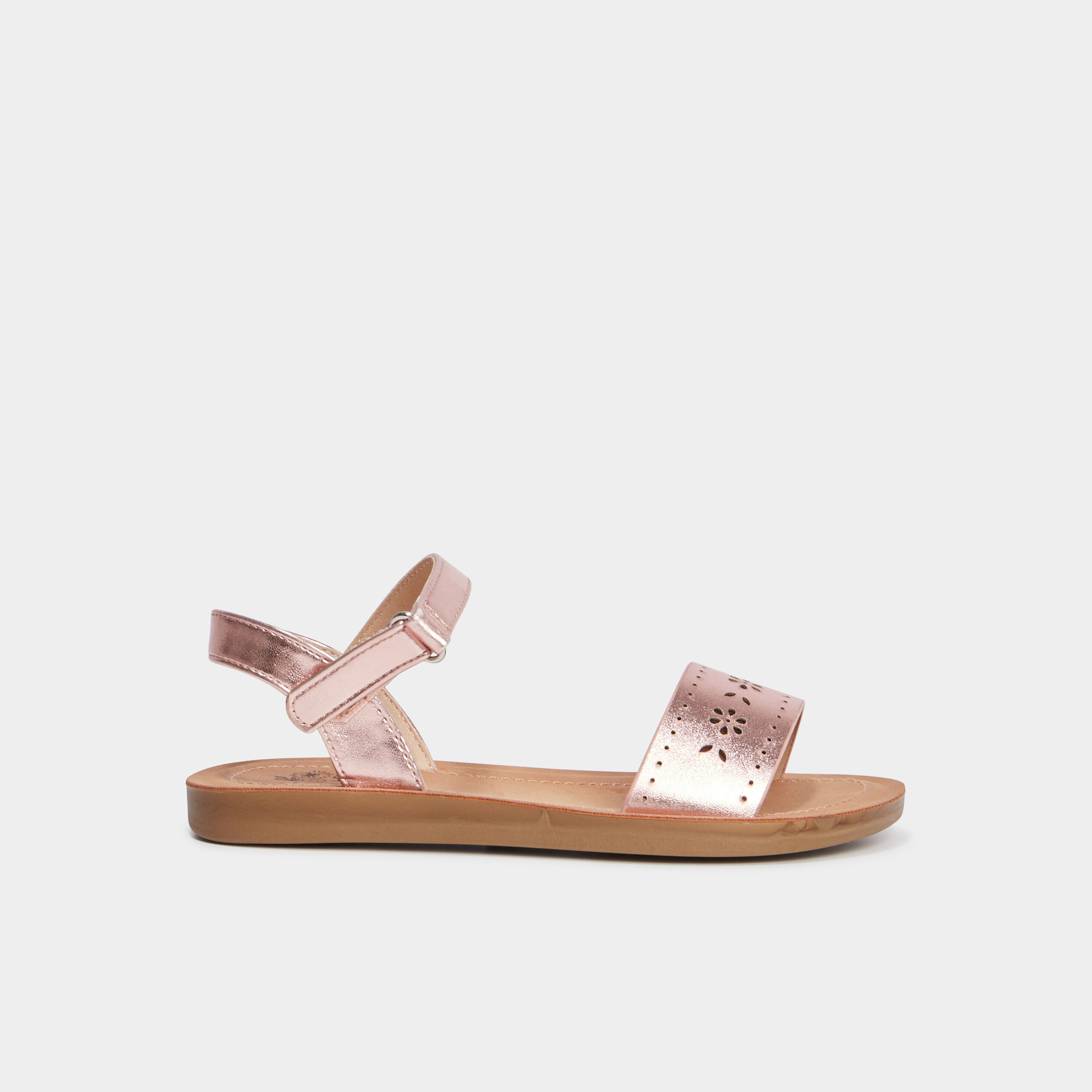Sandales métallisées perforations rose fille