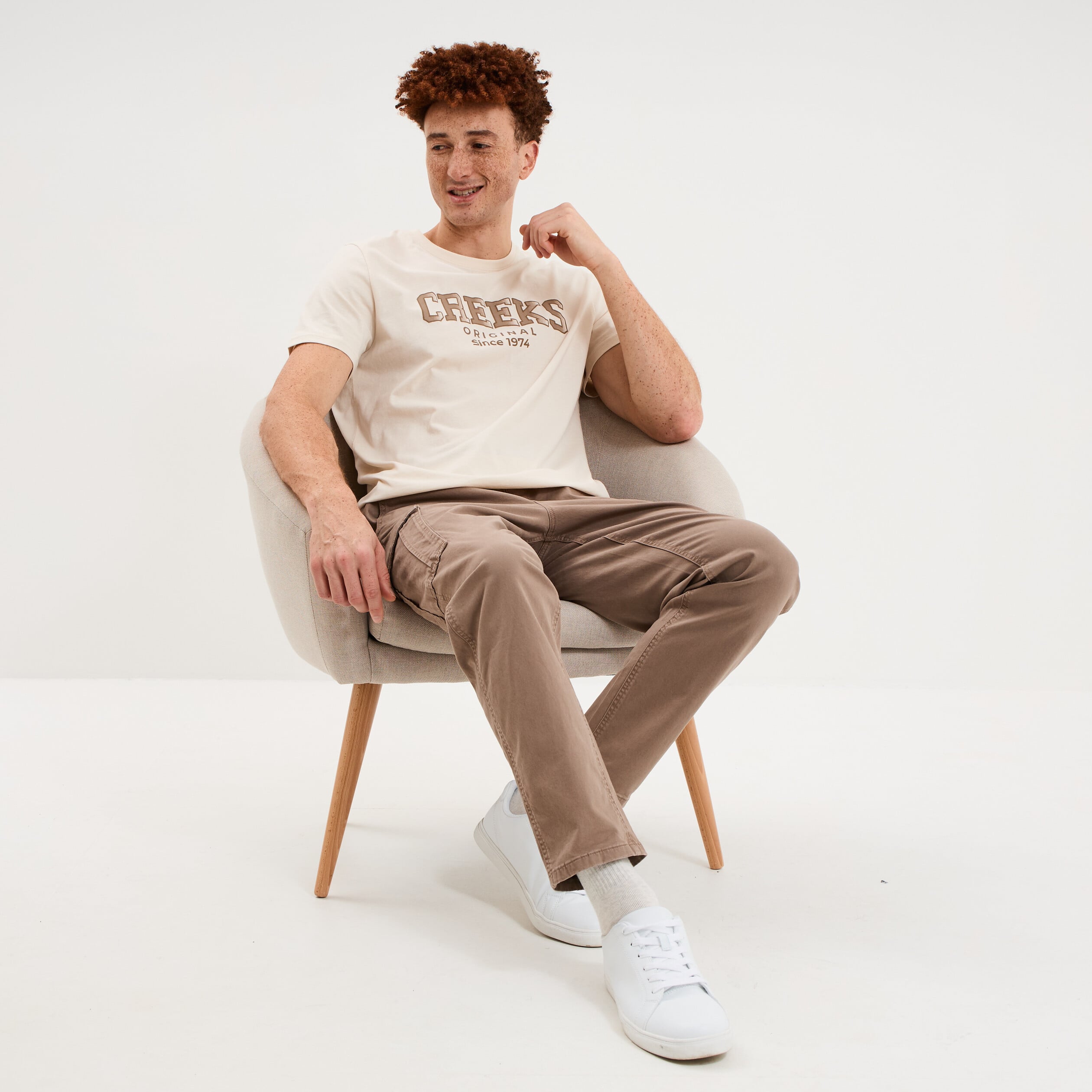 Pantalon cargo taille &eacute;lastiqu&eacute;e marron homme