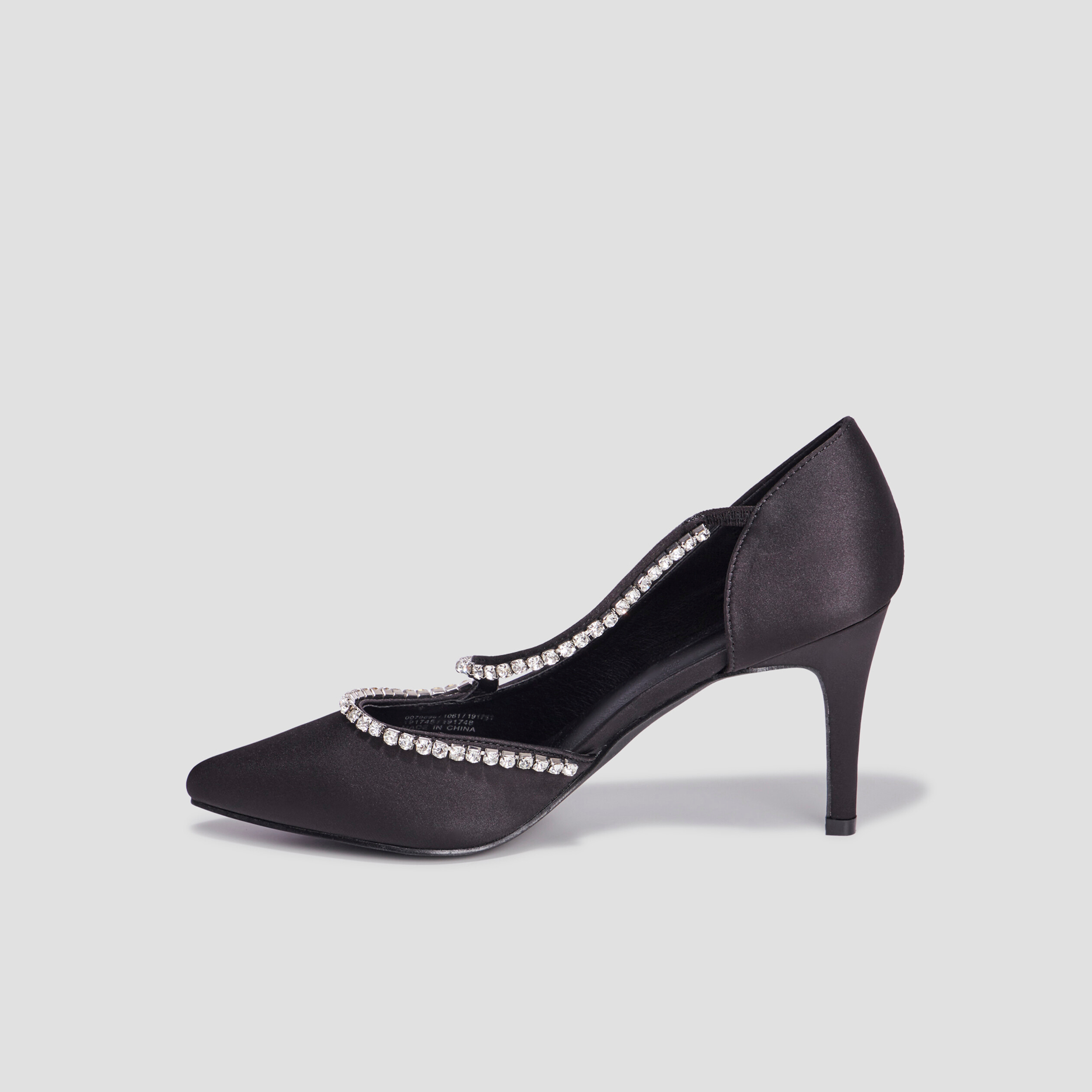 Escarpins brides &agrave; strass pied large noir femme