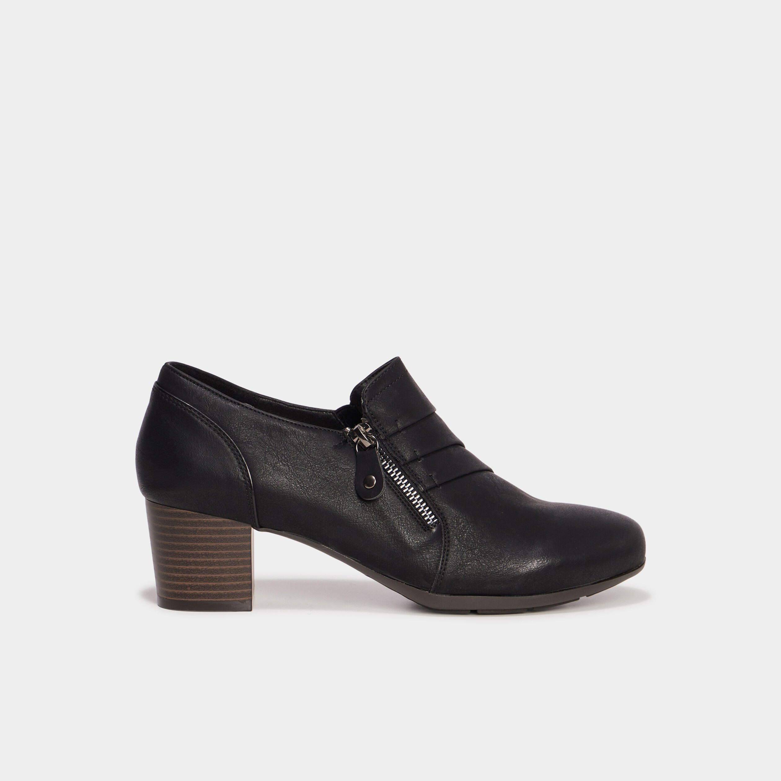 Bottines confort &agrave; talons zipp&eacute;s noir femme