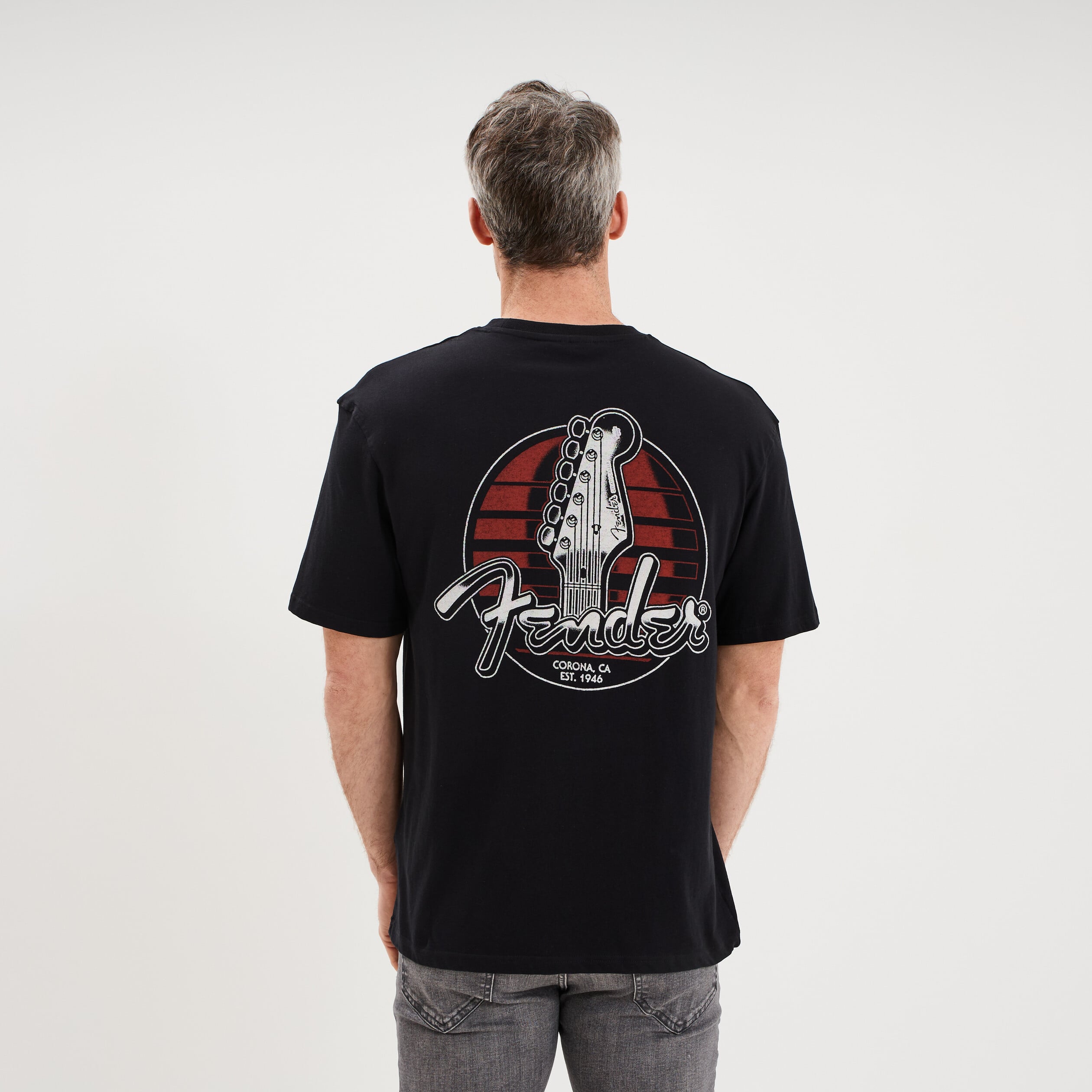 T-shirt manches courtes coton Fender noir homme