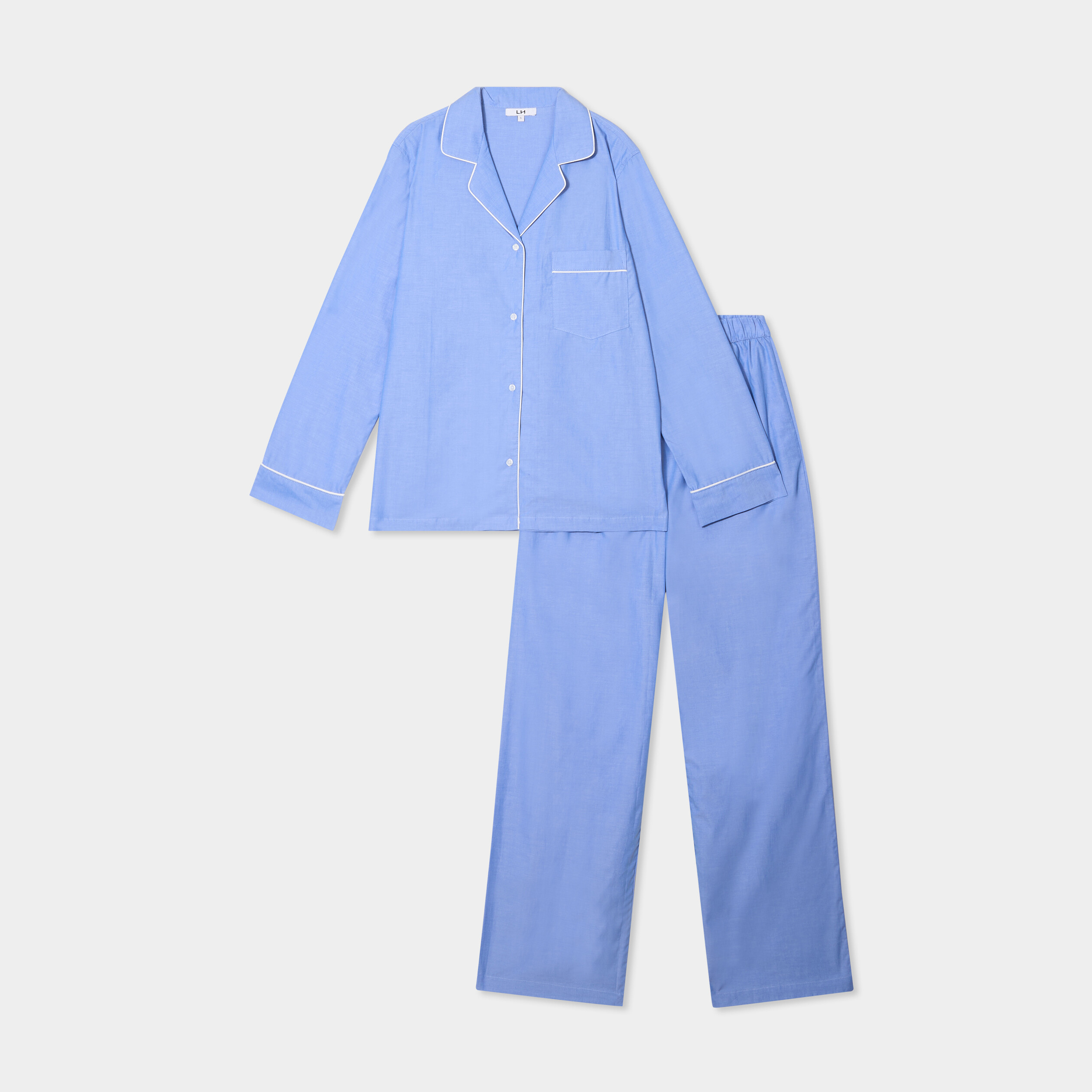 Ensemble pyjama 2 pi&egrave;ces coton bleu clair femme