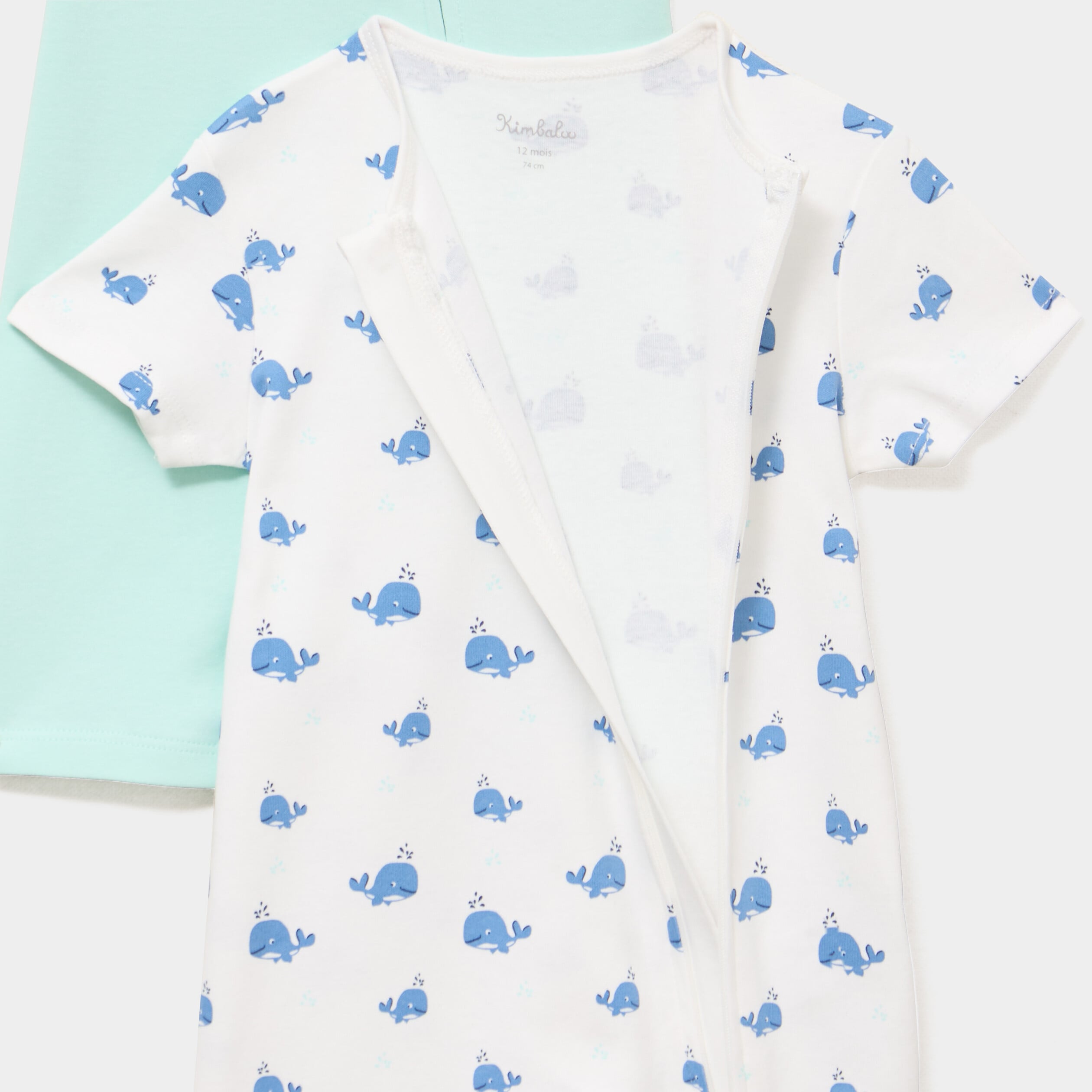 Lot 2 combishorts manches courtes coton ecru b&eacute;b&eacute;