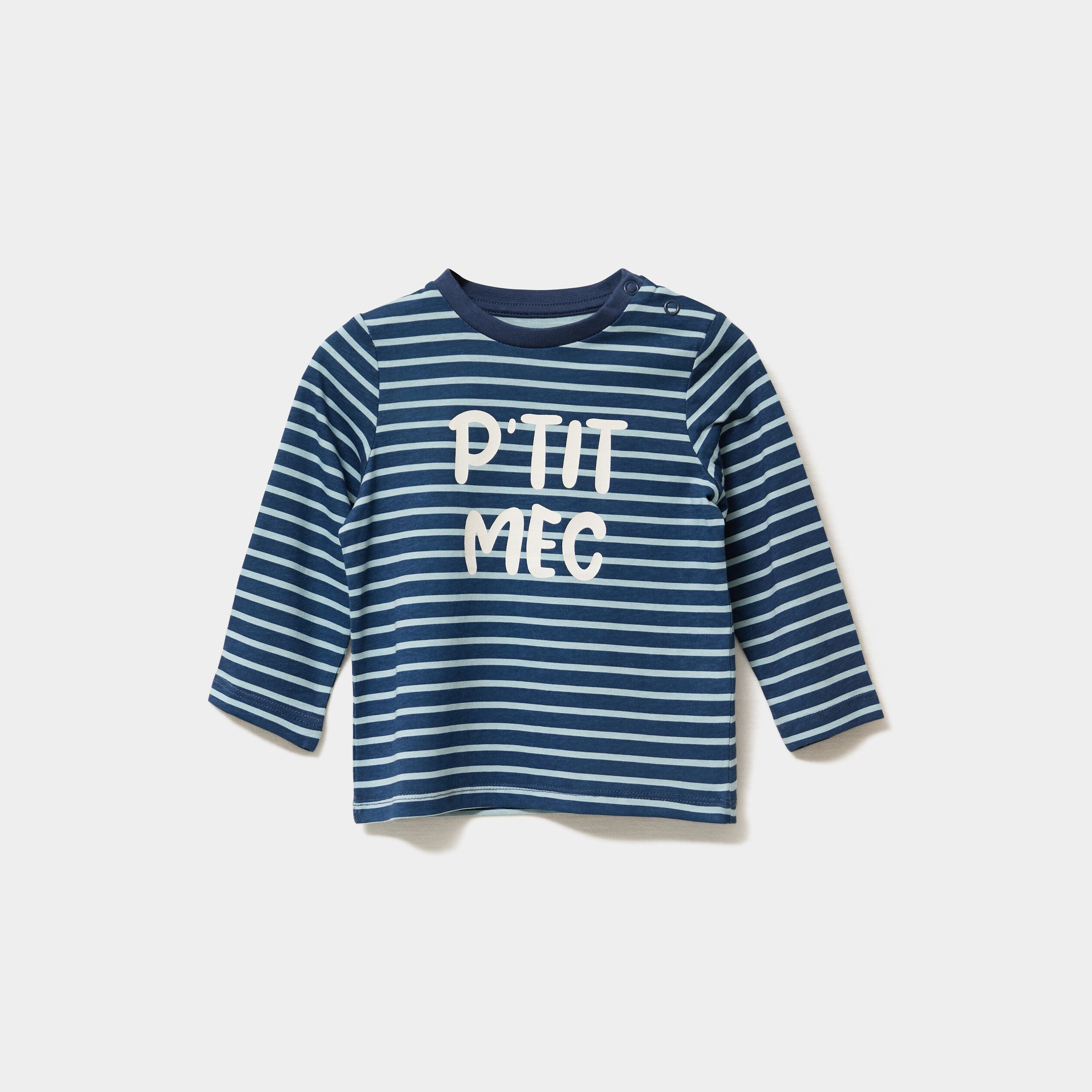 t shirt manches longues col rond coton bleu marine bebeg T-shirt manches longues col rond coton bleu marine bébé garçon