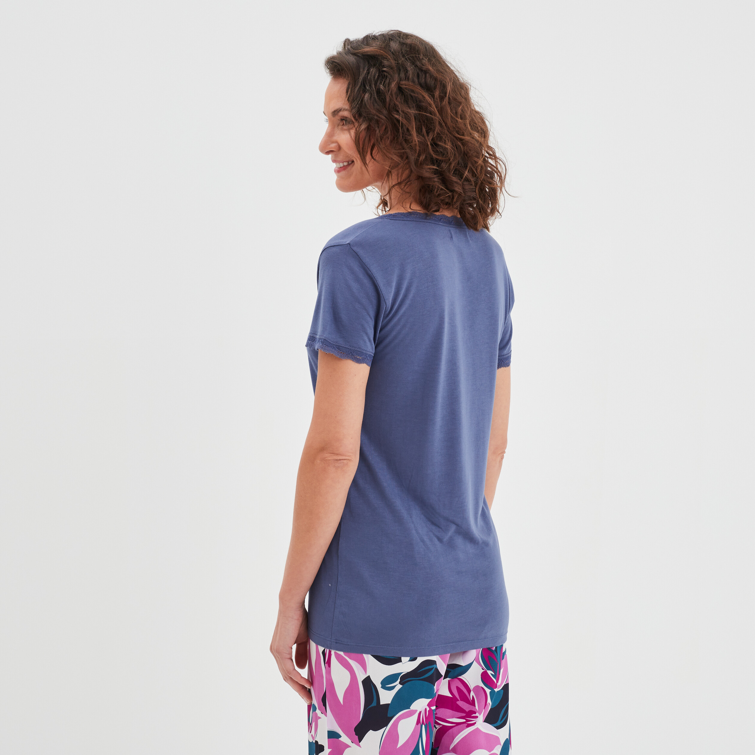 t shirt de pyjama bleu fonce femme T-shirt de pyjama bleu foncé femme