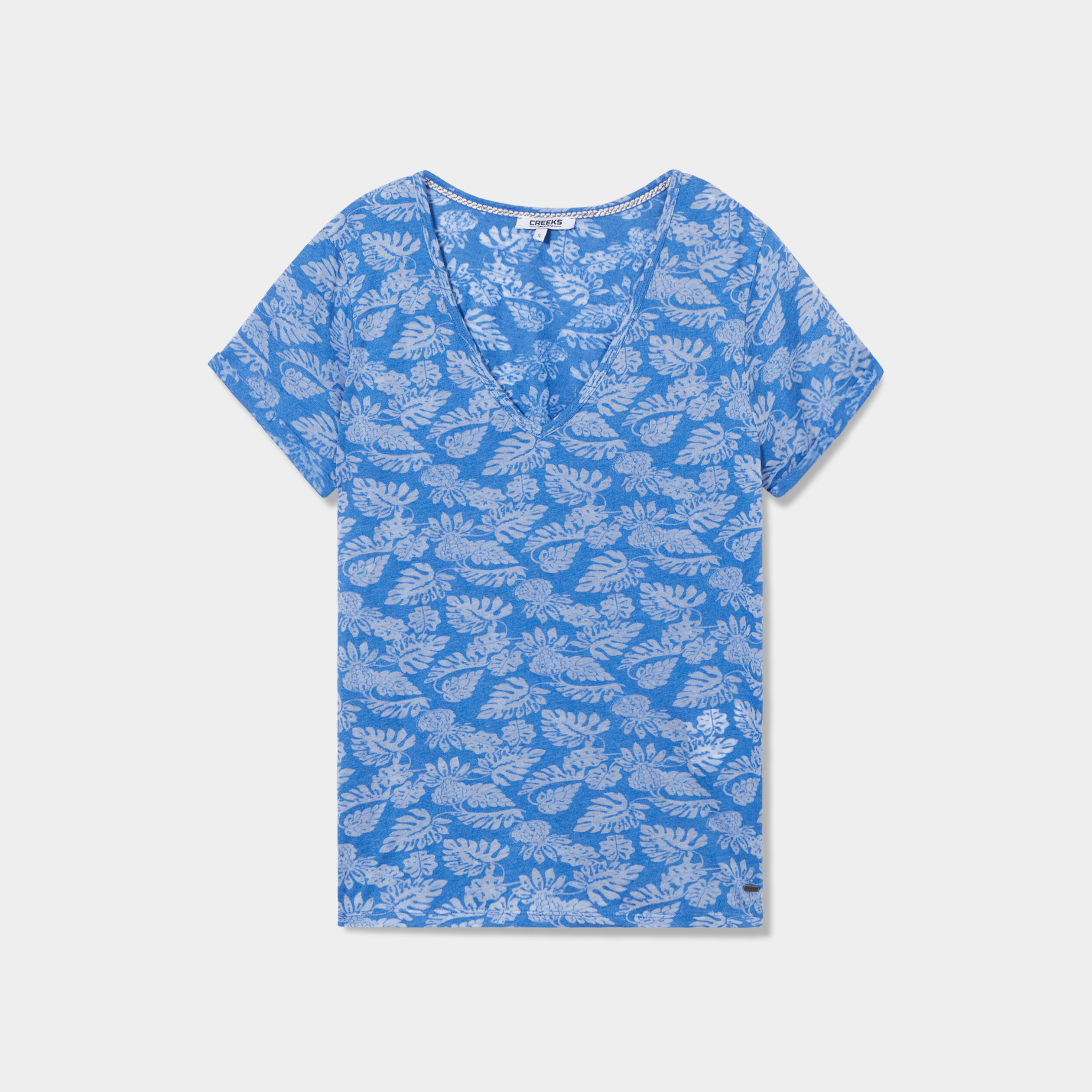t shirt col en v manches courtes creeks bleu electrique femme T-shirt col en V manches courtes Creeks bleu electrique femme