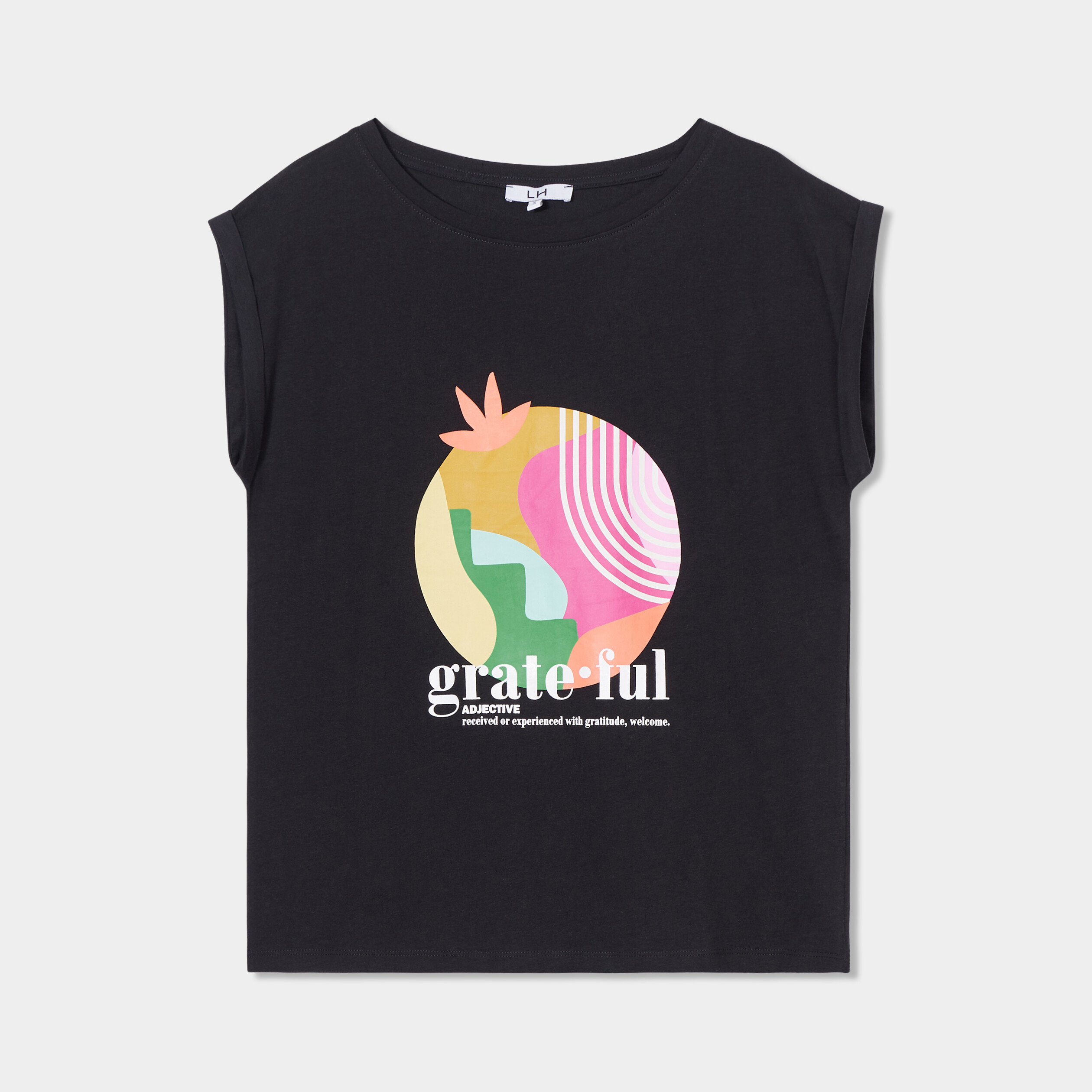t shirt col rond manches courtes noir femme T-shirt col rond manches courtes noir femme
