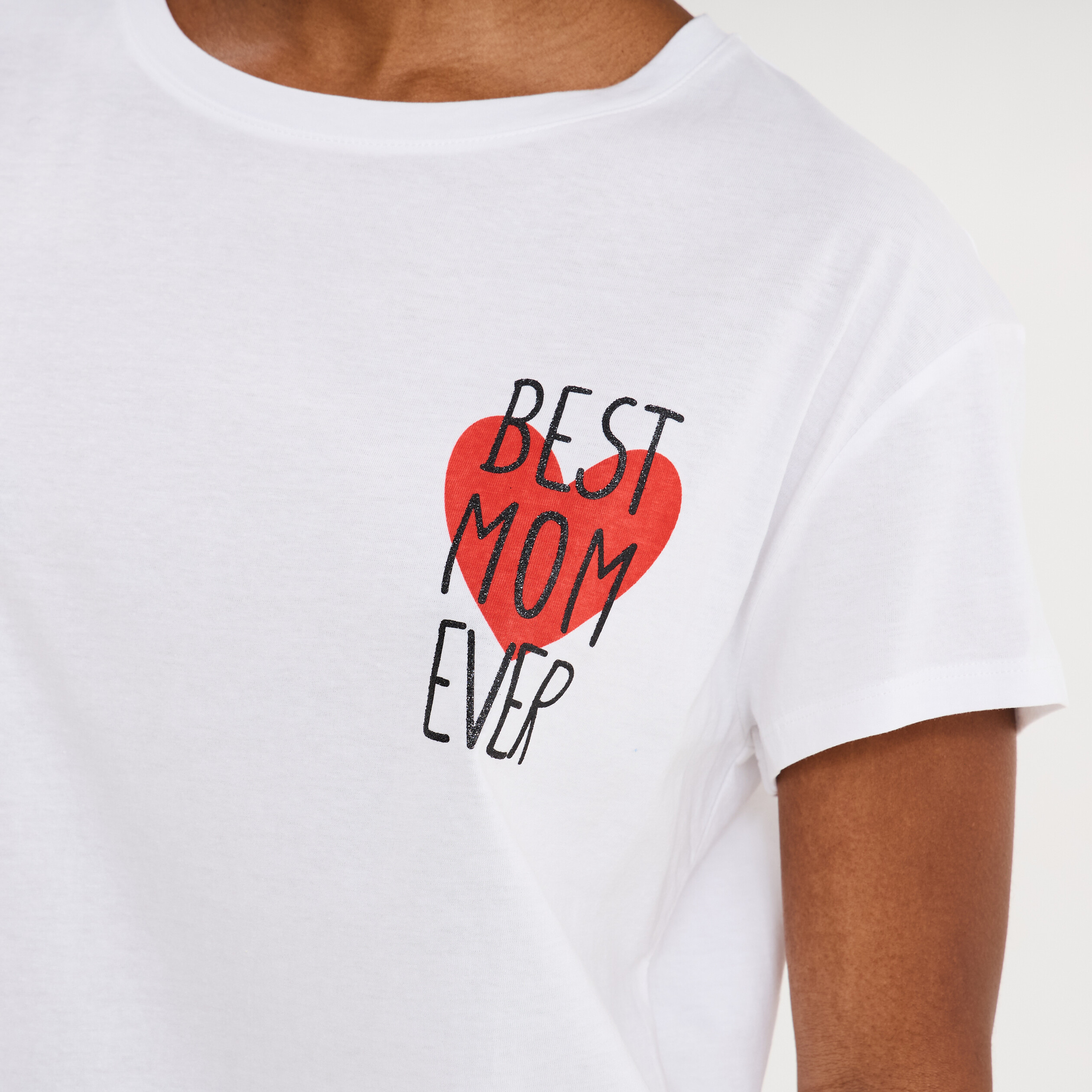 T-shirt F&ecirc;te des m&egrave;res &agrave; message coton blanc femme