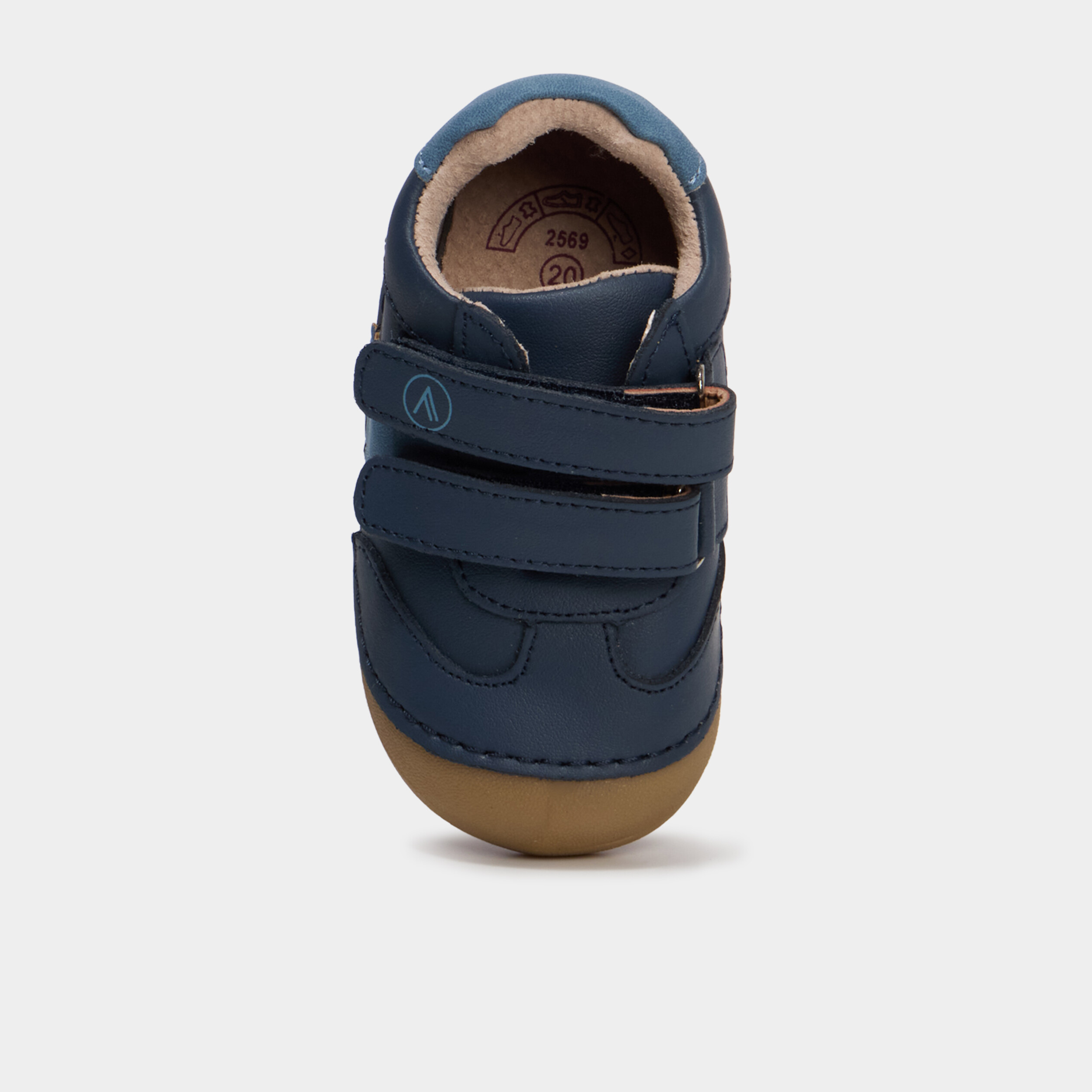 Bottillons &agrave; scratchs en cuir bleu marine b&eacute;b&eacute; gar&ccedil;on