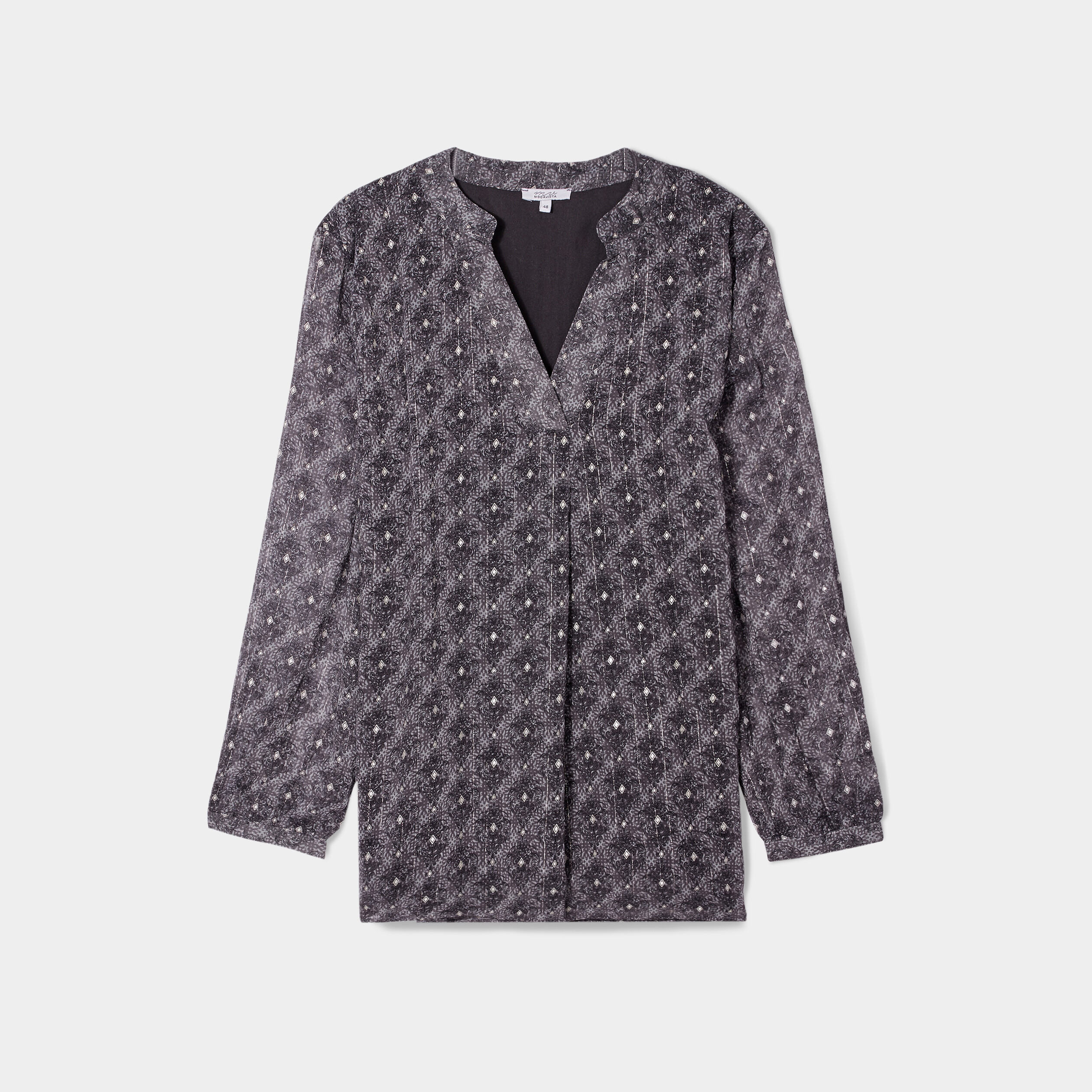 blouse fils metallises manches longues noir femmegt Blouse fils métallisés manches longues noir femme grande taille