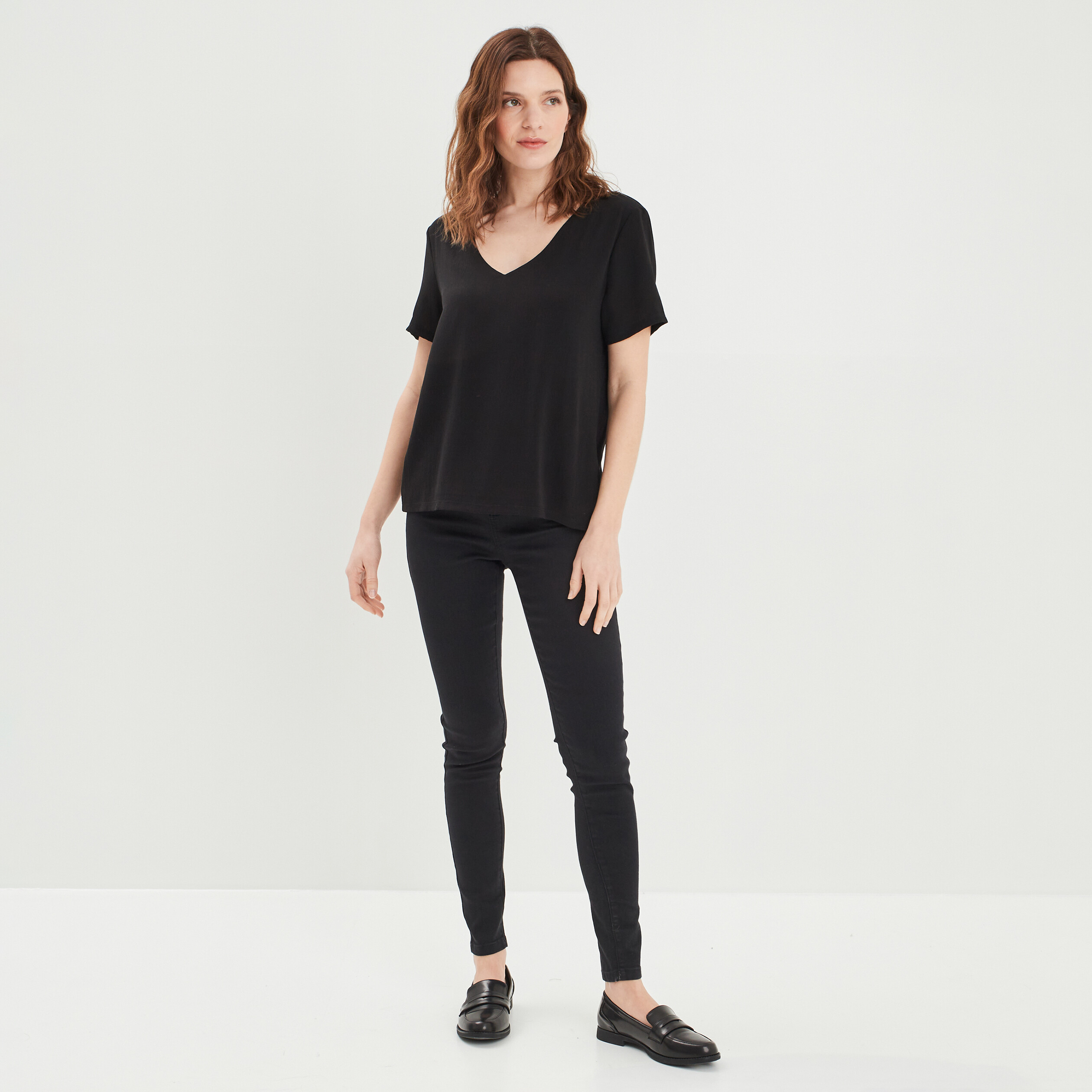 Jeans Skinny Noir Taille Haute Laulia - Taille 36 (38?), Coton/élasthanne/polyester, Coupe Extra-slim, Occasion Très Bon état