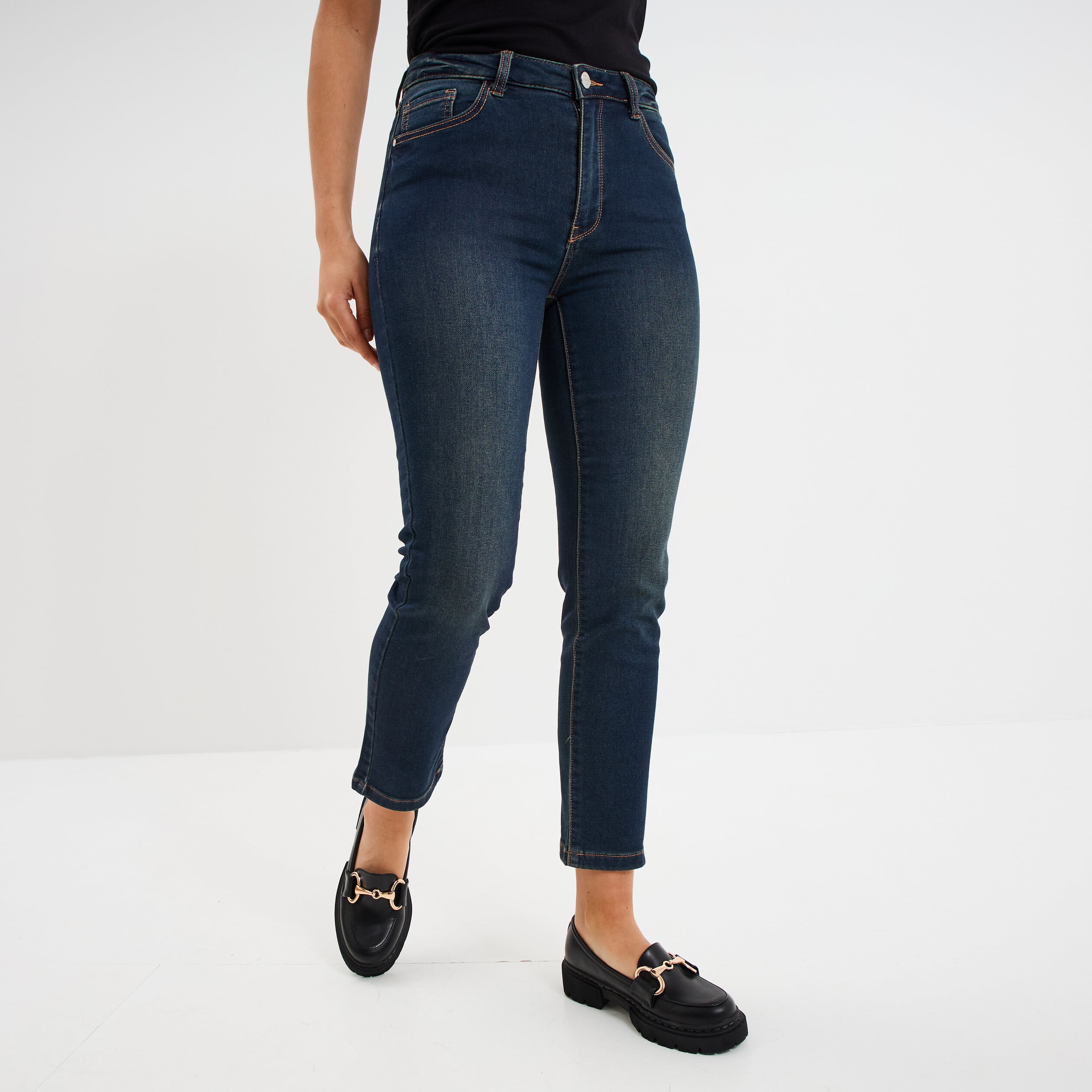 Jean stretch slim 7/8 &egrave;me denim dirty femme