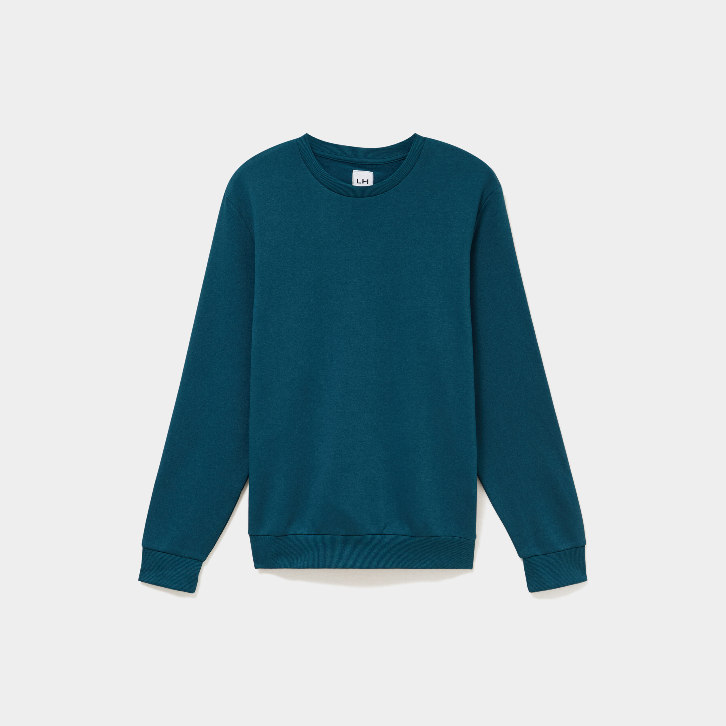 Sweat molleton col rond bleu canard homme