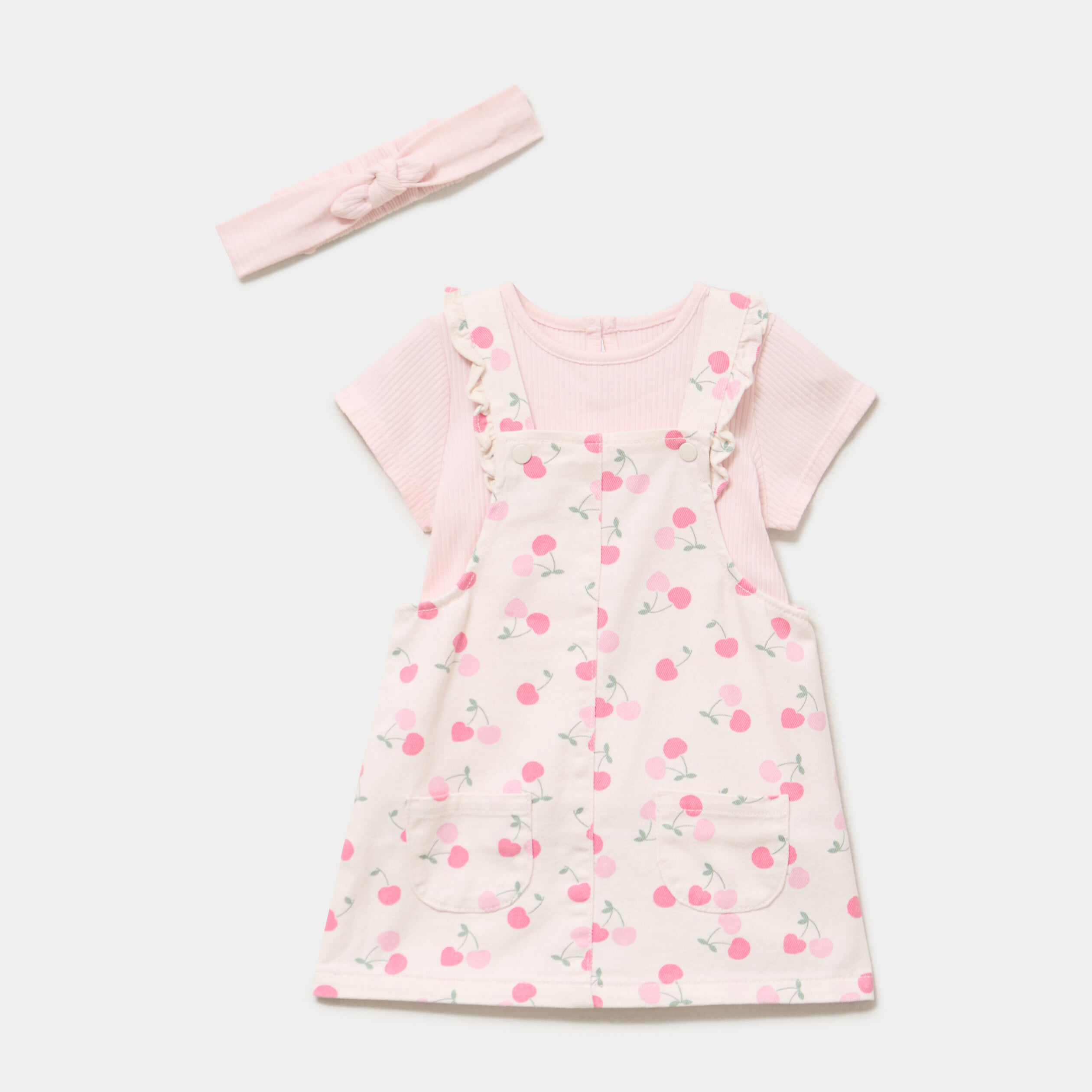 Ensemble robe 3 pi&egrave;ces coton creme b&eacute;b&eacute; fille