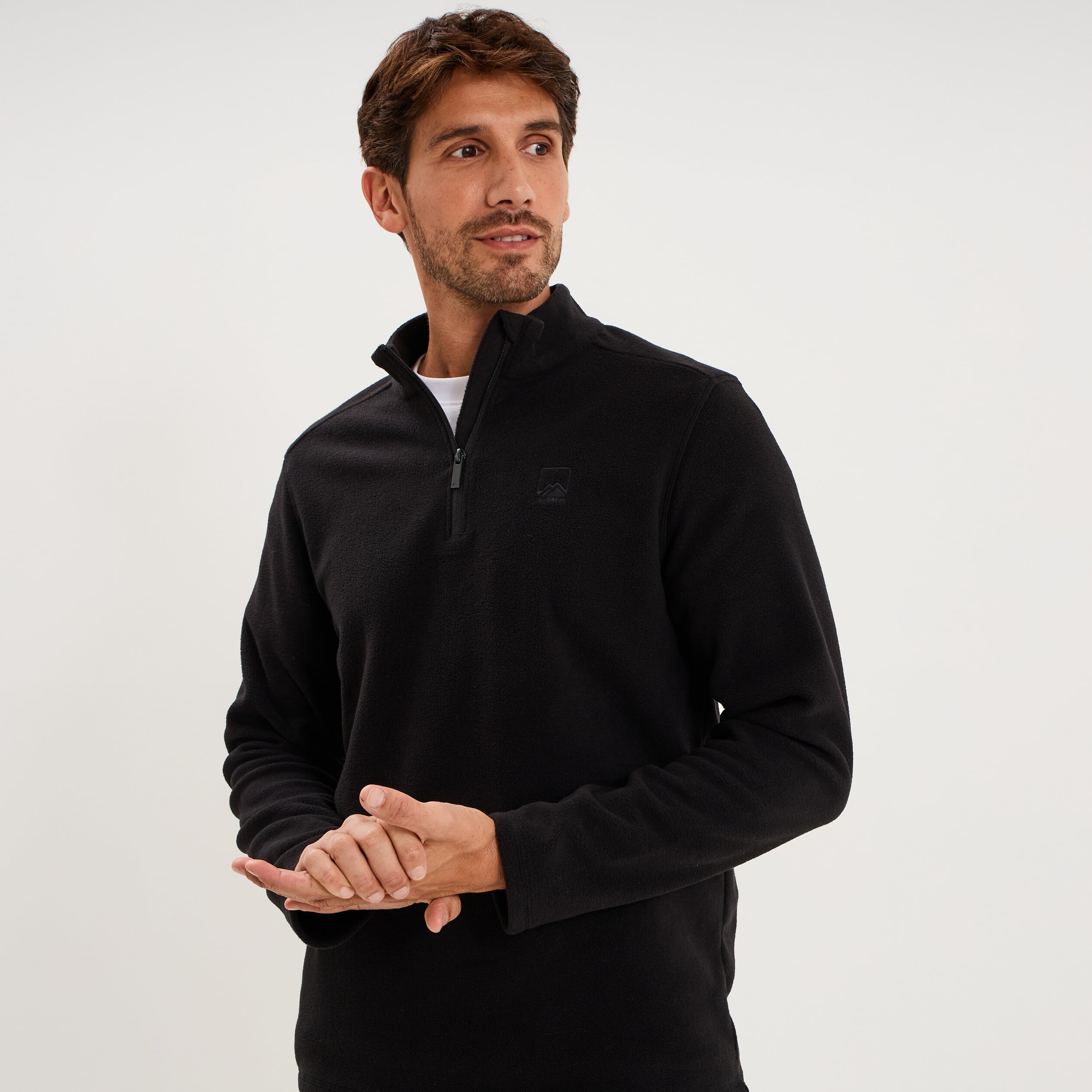 Sweat polaire col camionneur noir homme