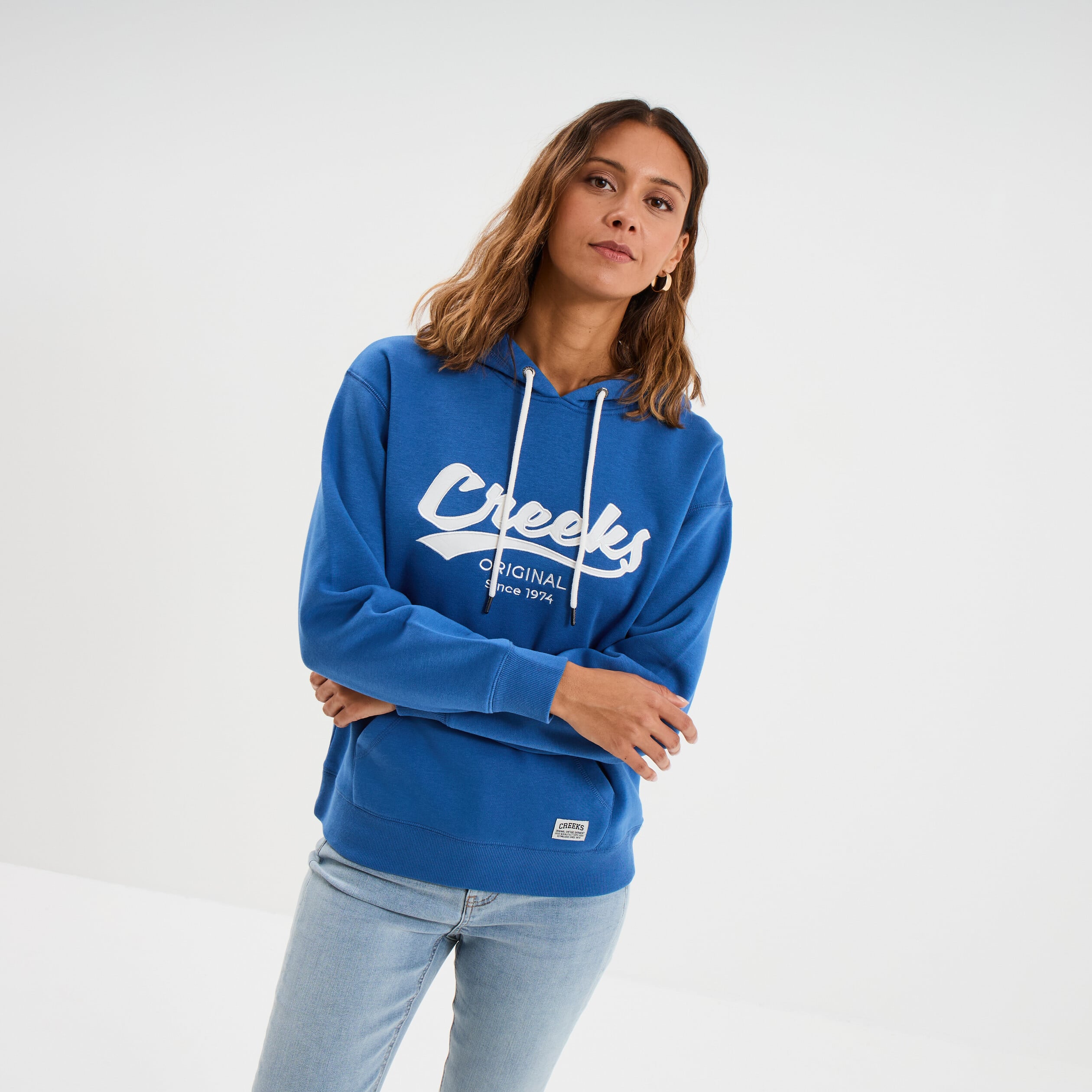 Sweat &agrave; capuche hoodie bleu electrique femme