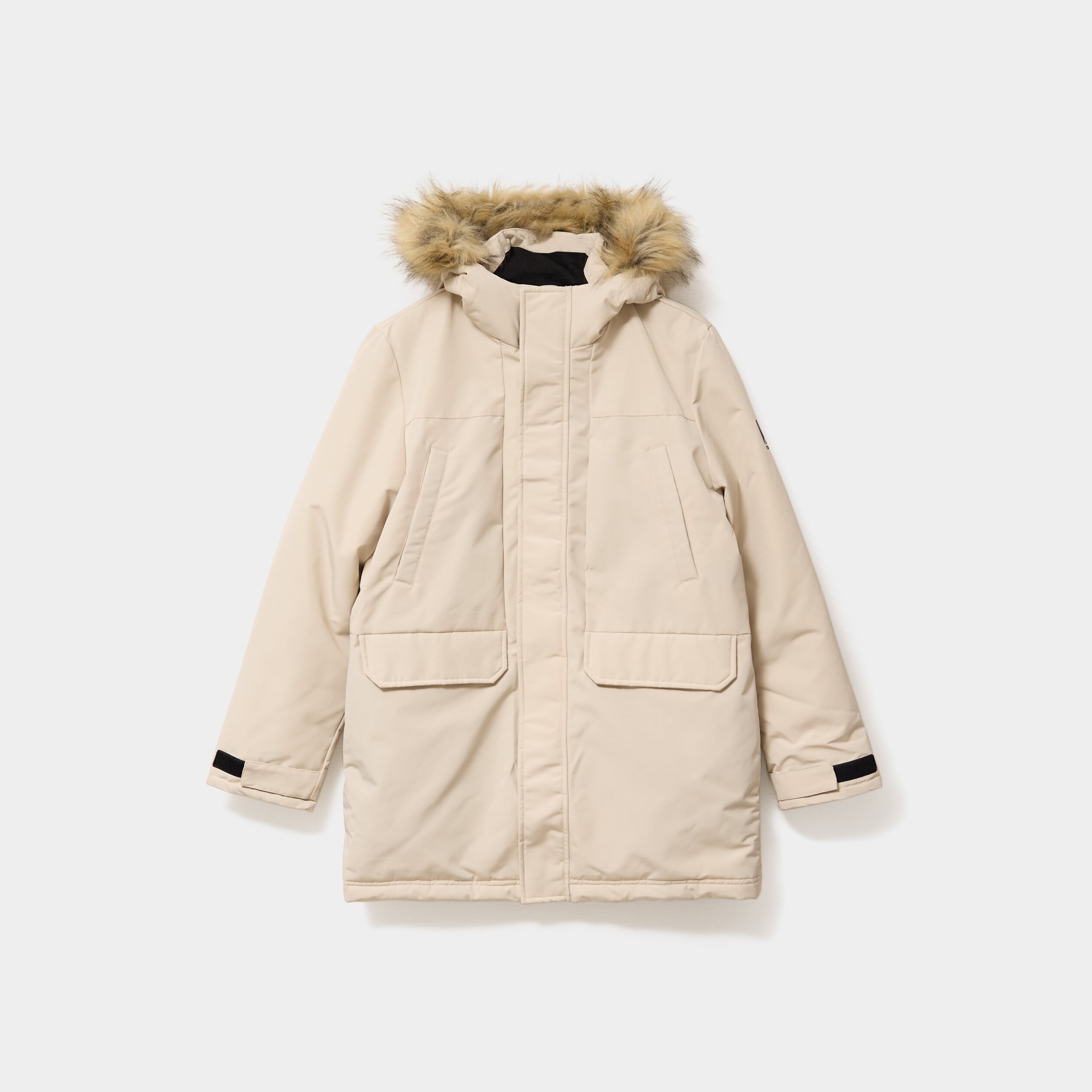 Parka &agrave; capuche fausse fourrure gris argent homme