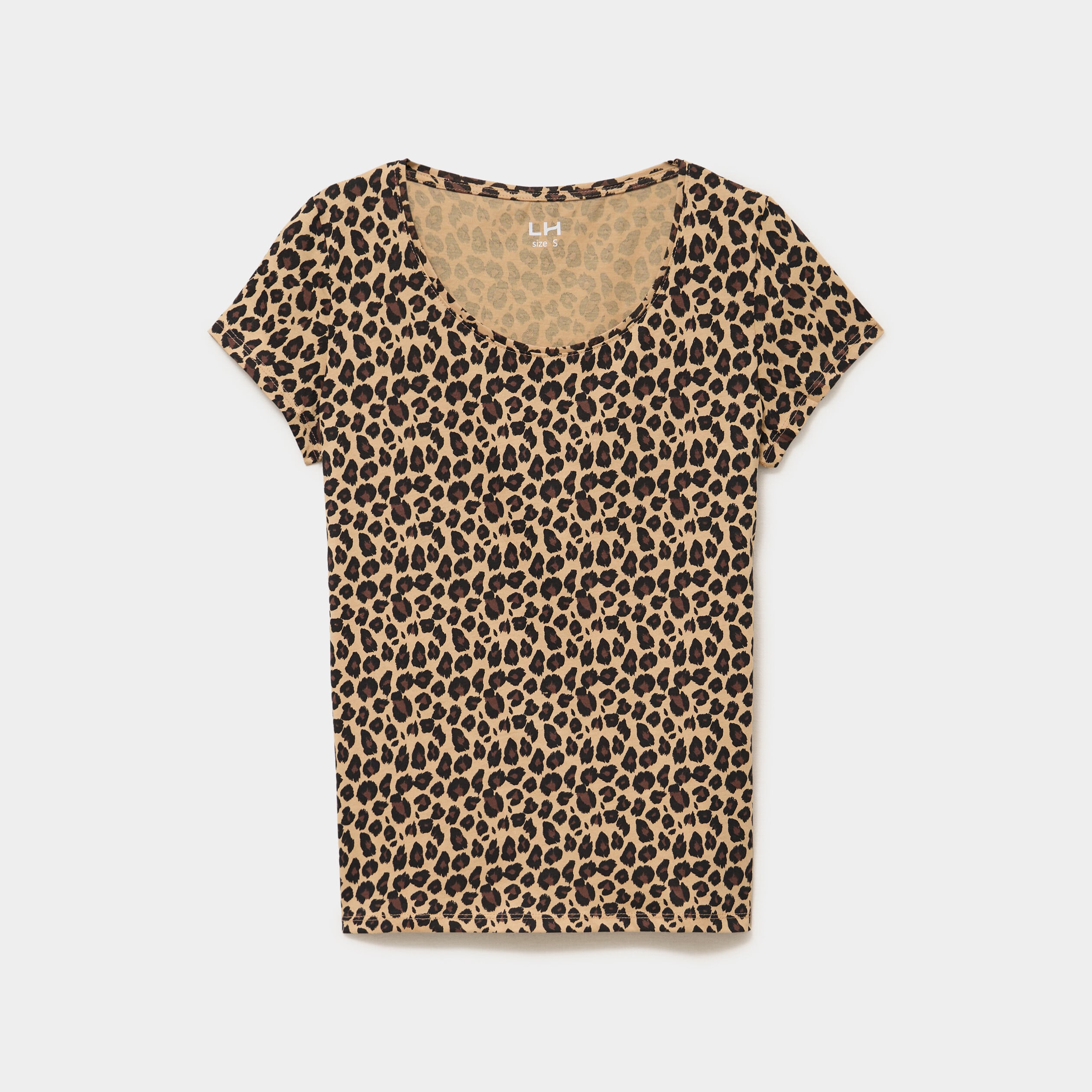 T-shirt coton imprim&eacute; coupe ajust&eacute;e beige femme