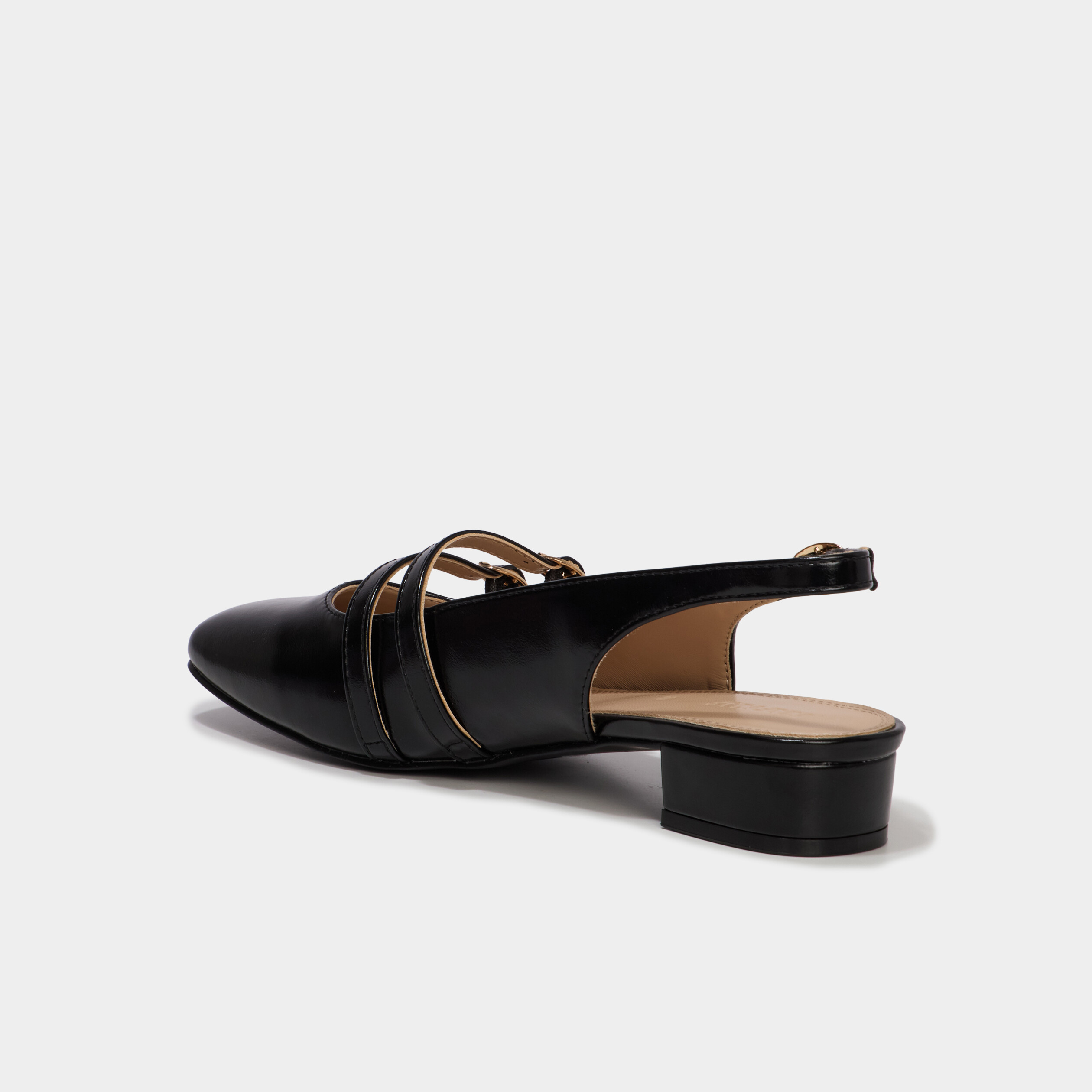 Ballerine slingback double bride boucles noir femme