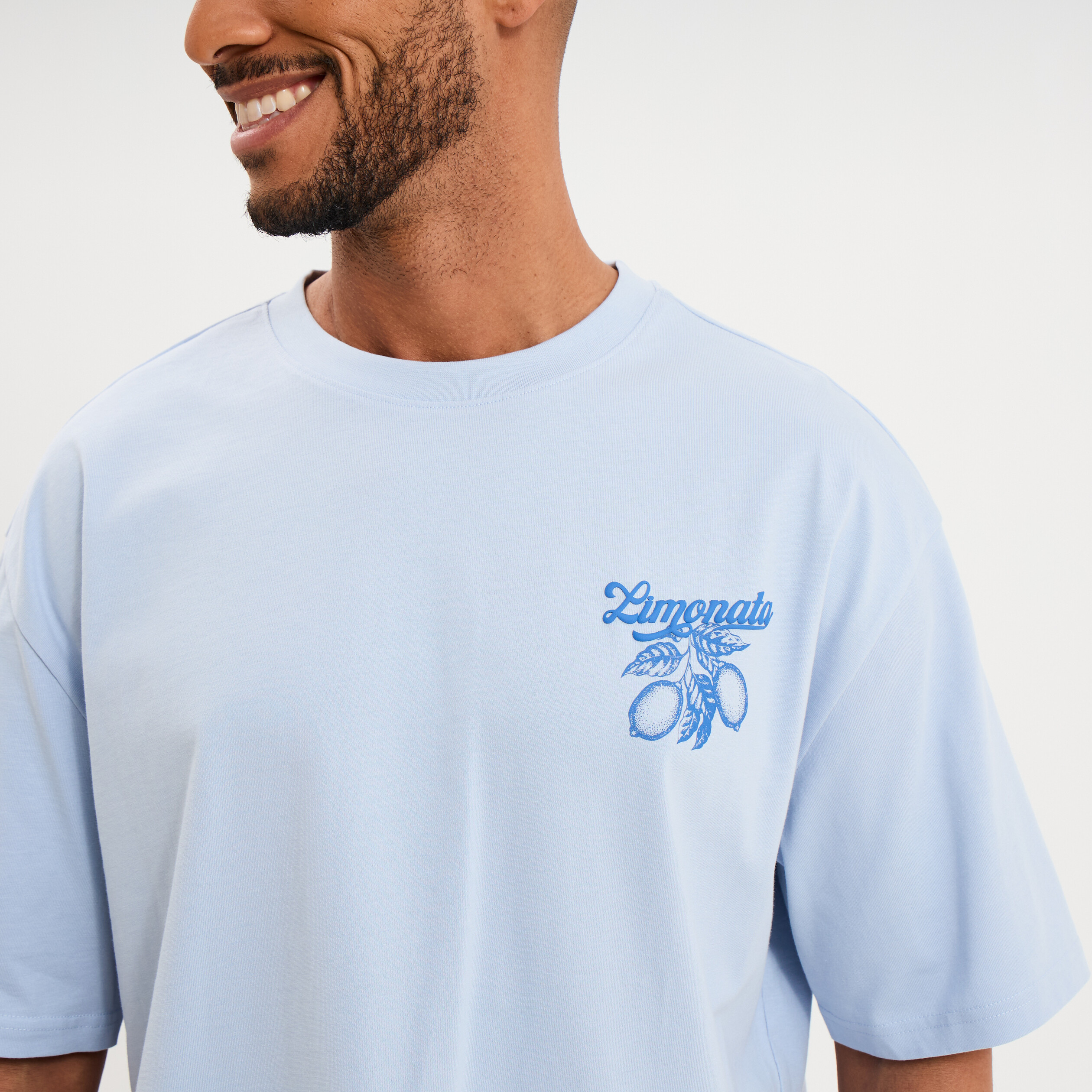 T-shirt coton &eacute;pais manches courtes bleu clair homme