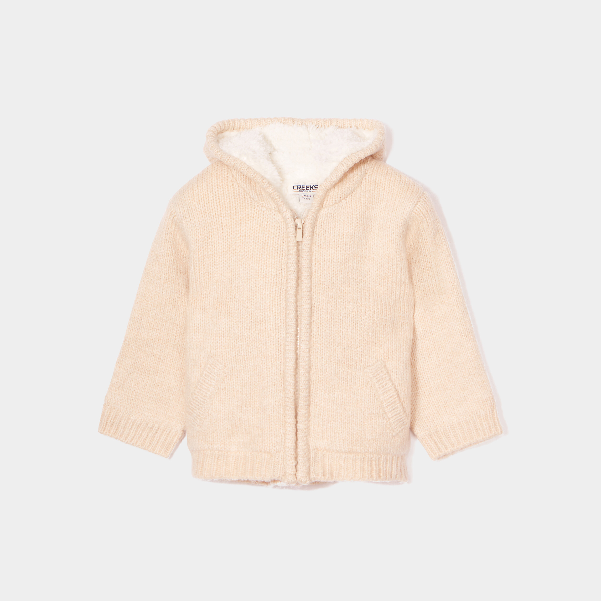 gilet double a capuche creeks marron cognac bebeg Gilet doublé à capuche Creeks marron cognac bébé garçon