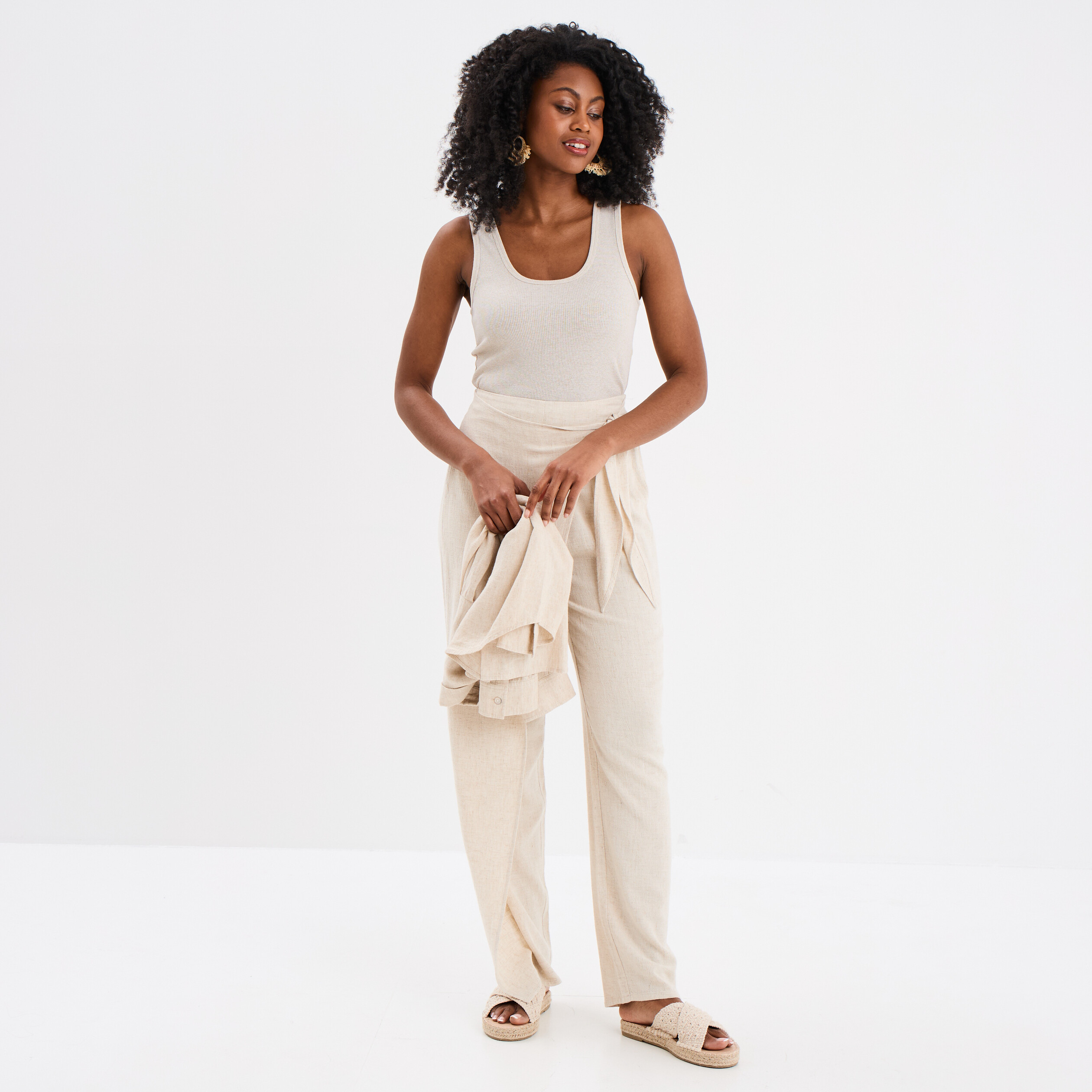 debardeur cotele sans manches blanc femme Débardeur côtelé sans manches blanc femme