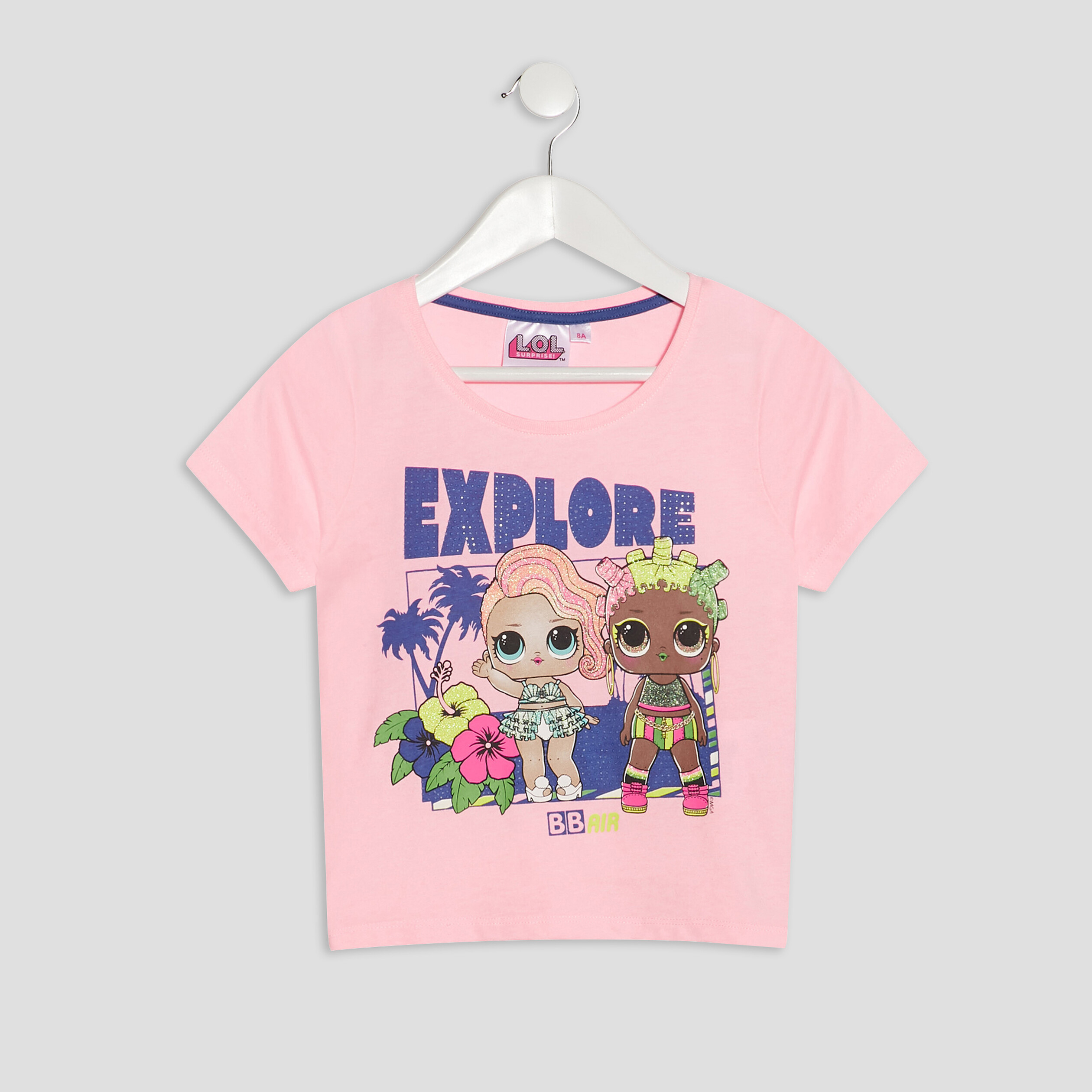 T-shirt manches courtes LOL rose fille