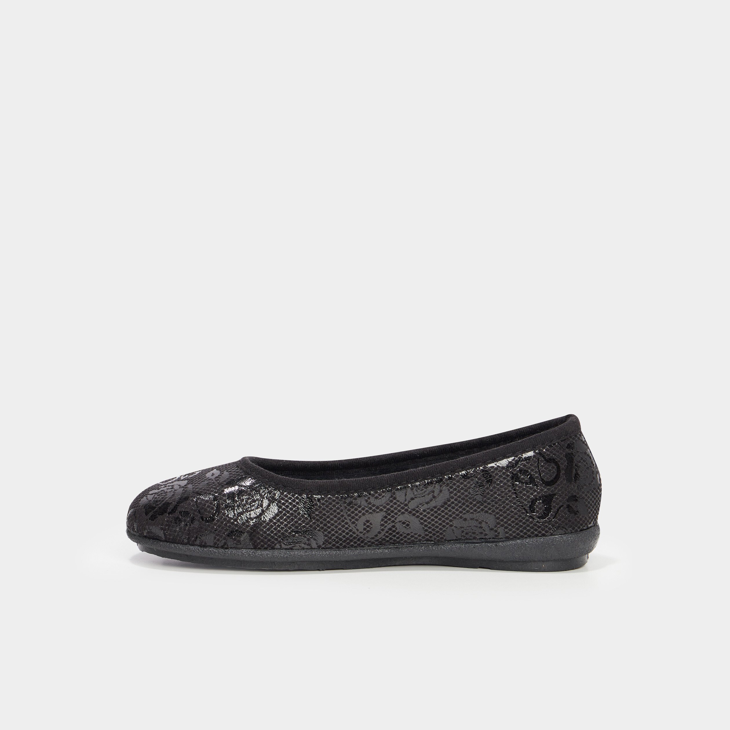 chaussons ballerines details irises noir femme Chaussons ballerines détails irisés noir femme