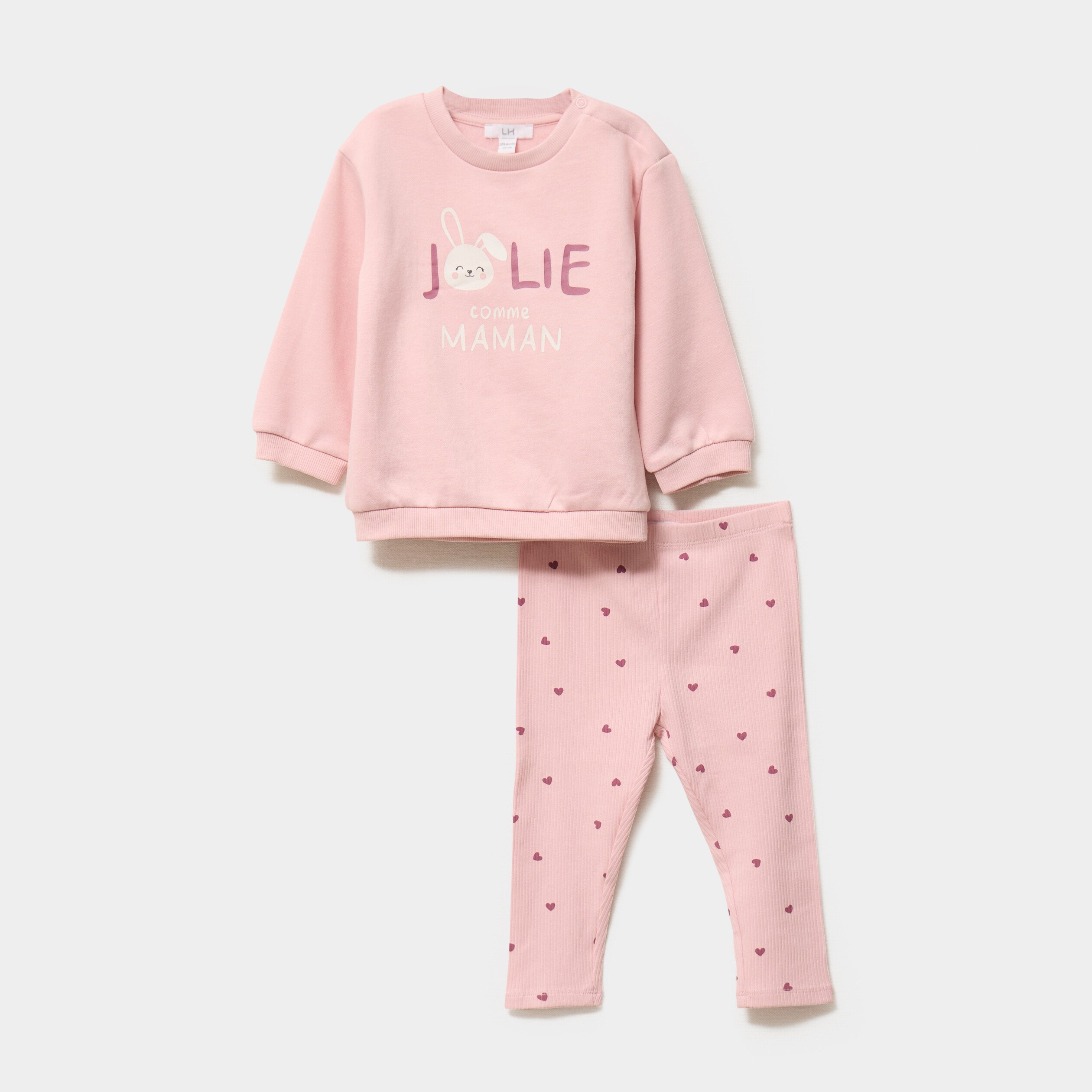 ensemble sweat et legging rose clair bebef Ensemble sweat et legging rose clair bébé fille