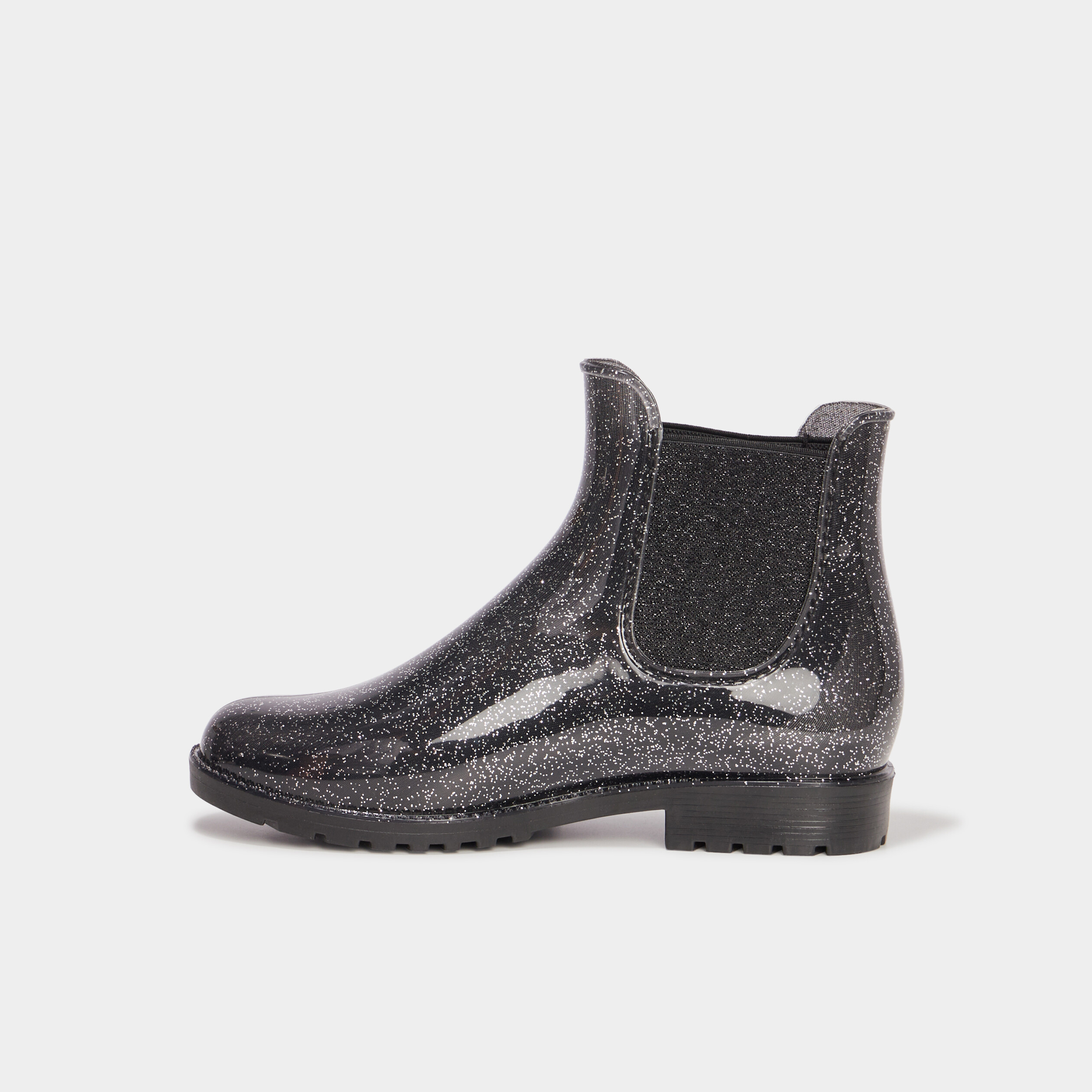 bottines de pluie chelsea a paillettes gris argent fille Bottines de pluie chelsea à paillettes gris argent fille