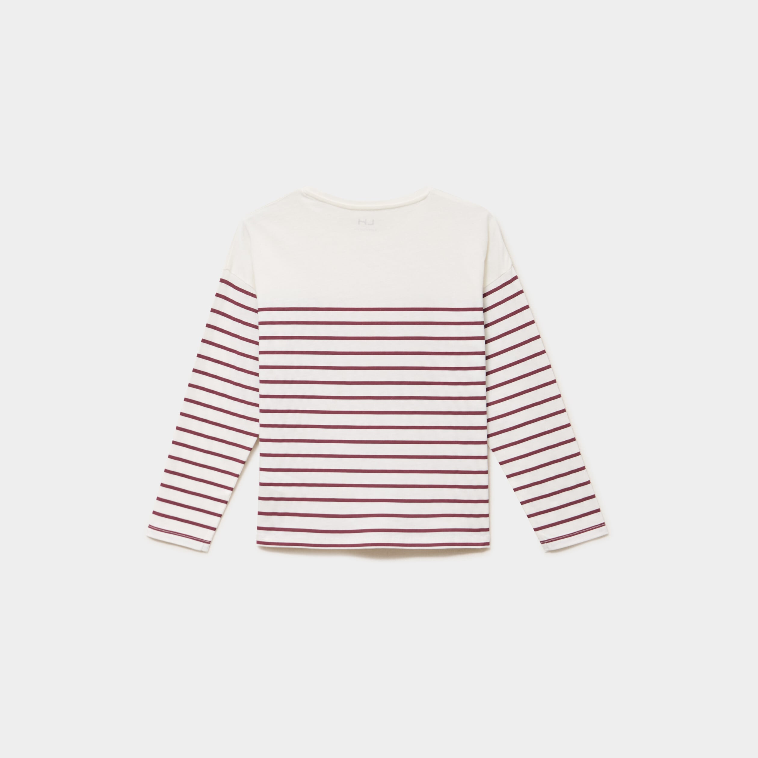 T-shirt coton col rond manches longues bordeaux fille
