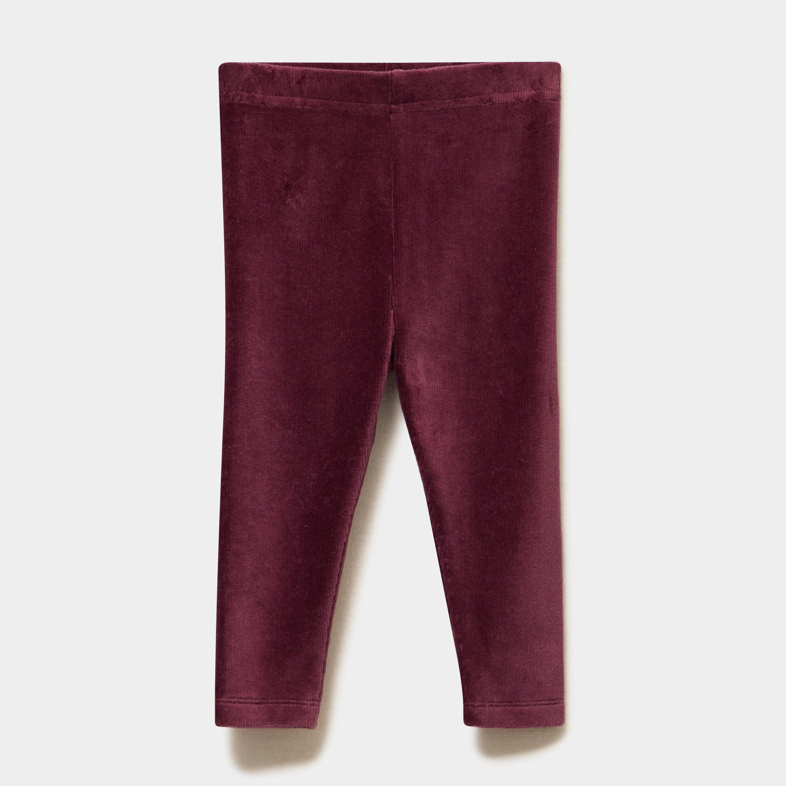 Legging effet velours c&ocirc;tel&eacute; violet fonc&eacute; b&eacute;b&eacute; fille