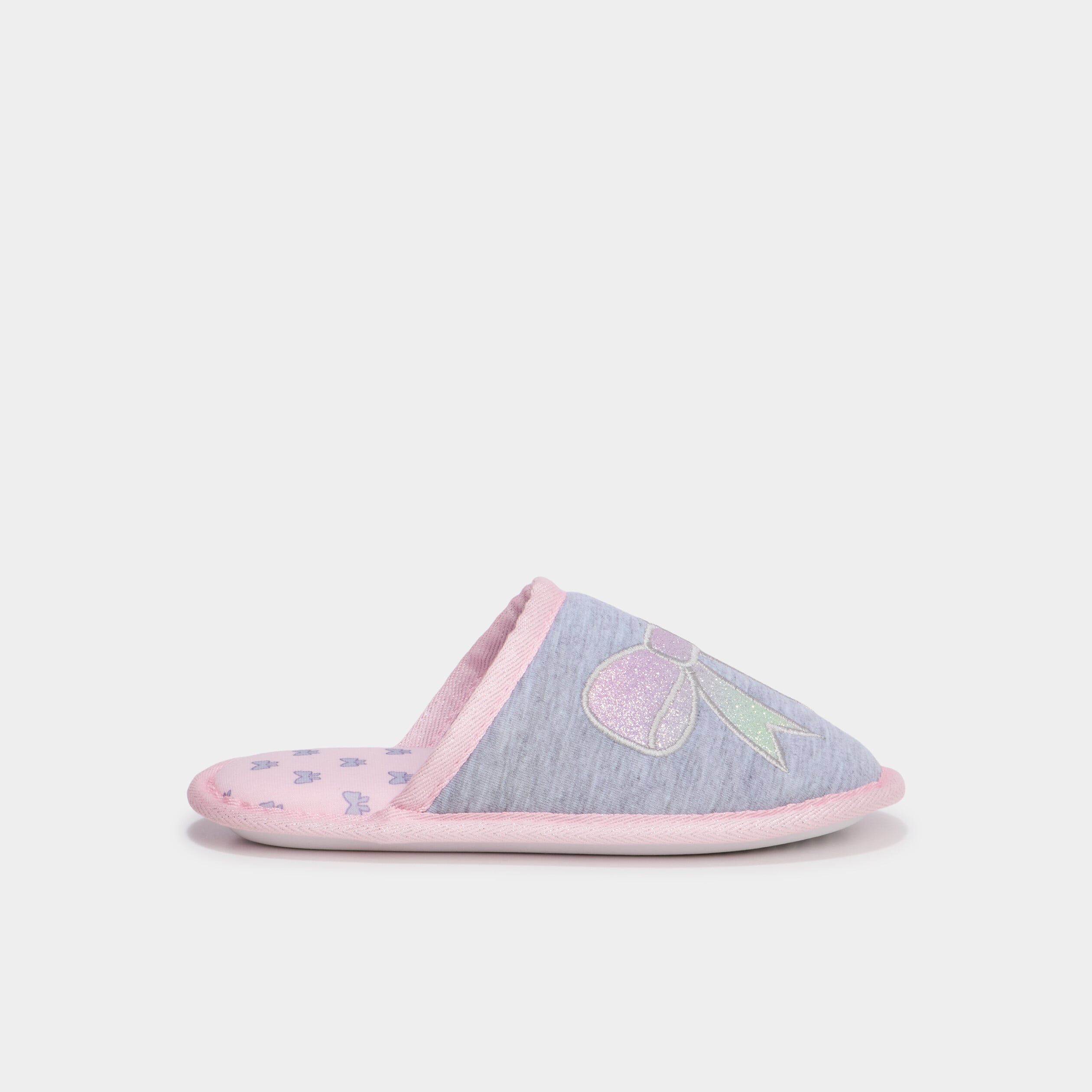 Chaussons mules &agrave; paillettes gris fille