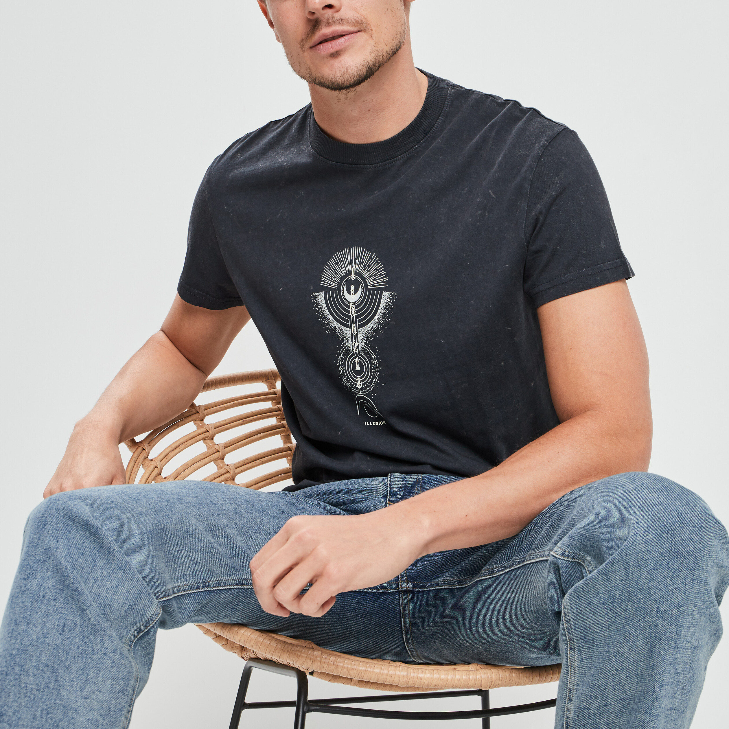 t shirt manches courtes gris fonce homme T-shirt manches courtes gris foncé homme