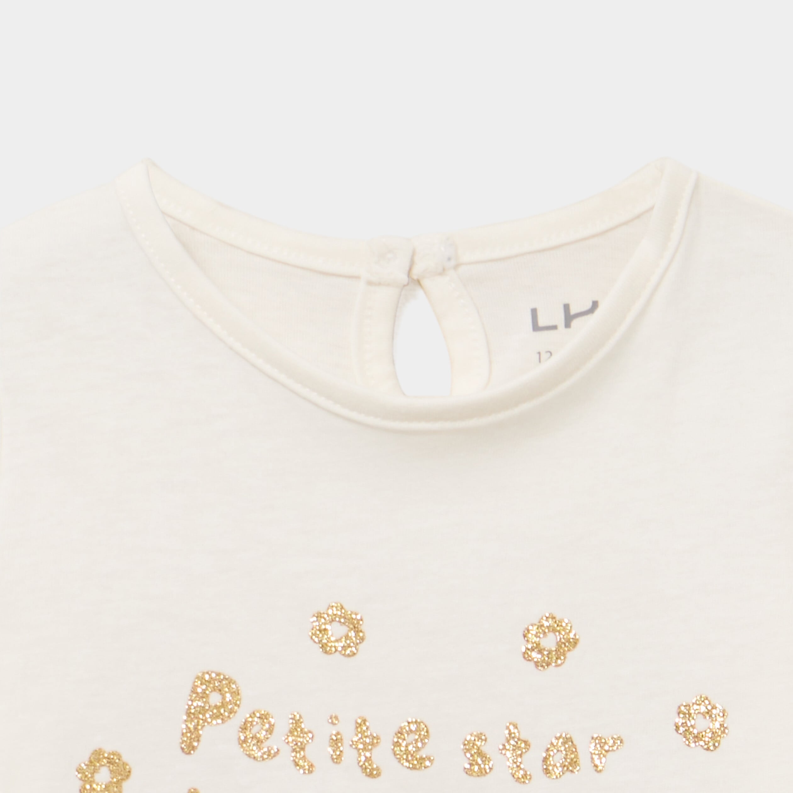 T-shirt manches longues coton blanc b&eacute;b&eacute; fille