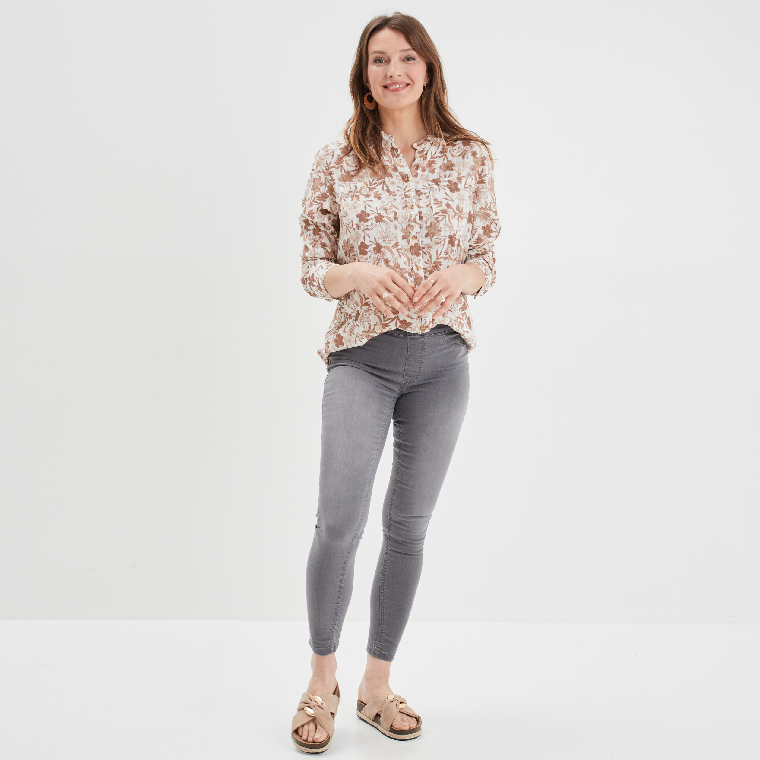 Jegging taille standard denim gris femme