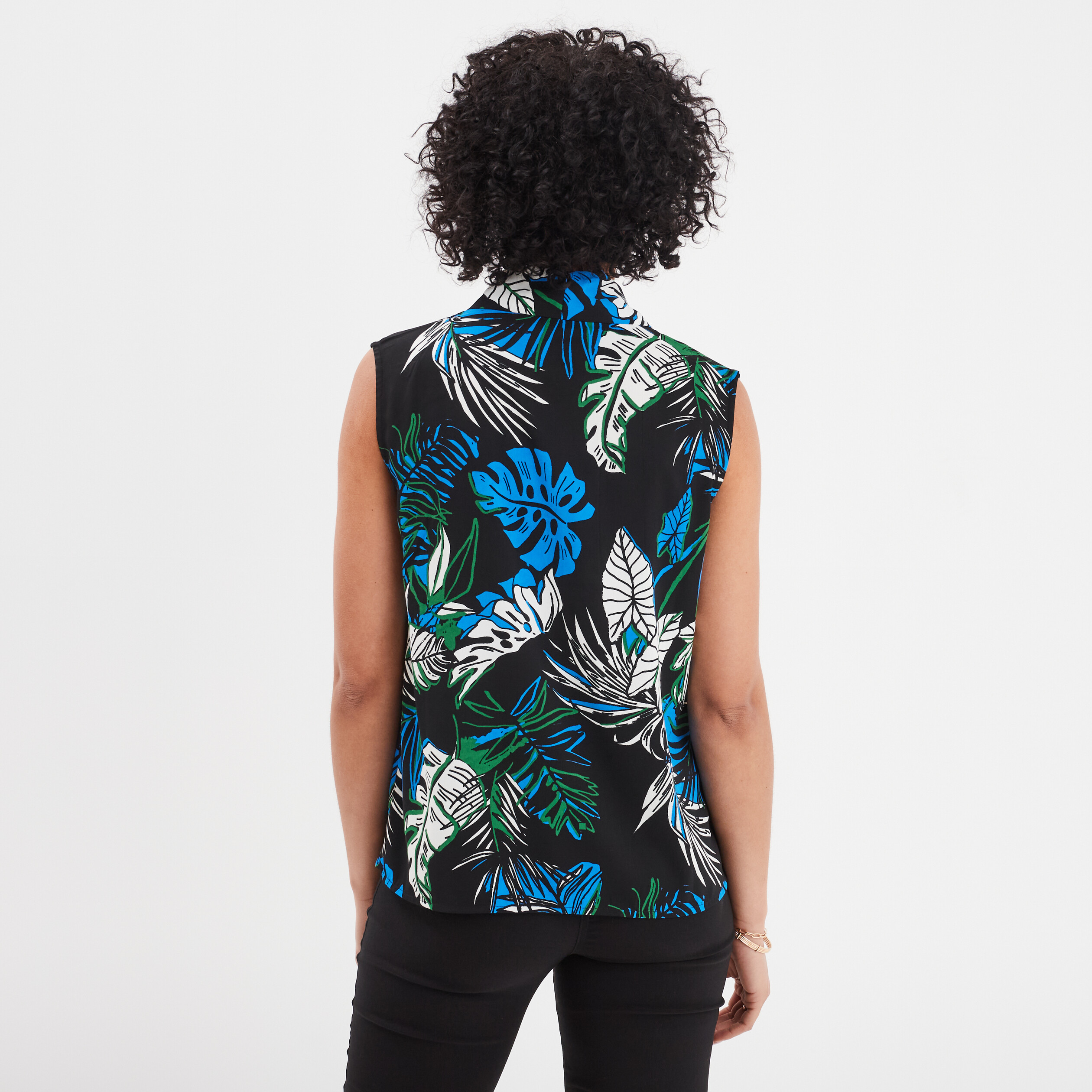 Blouse sans manches col en V Mosquitos noir femme