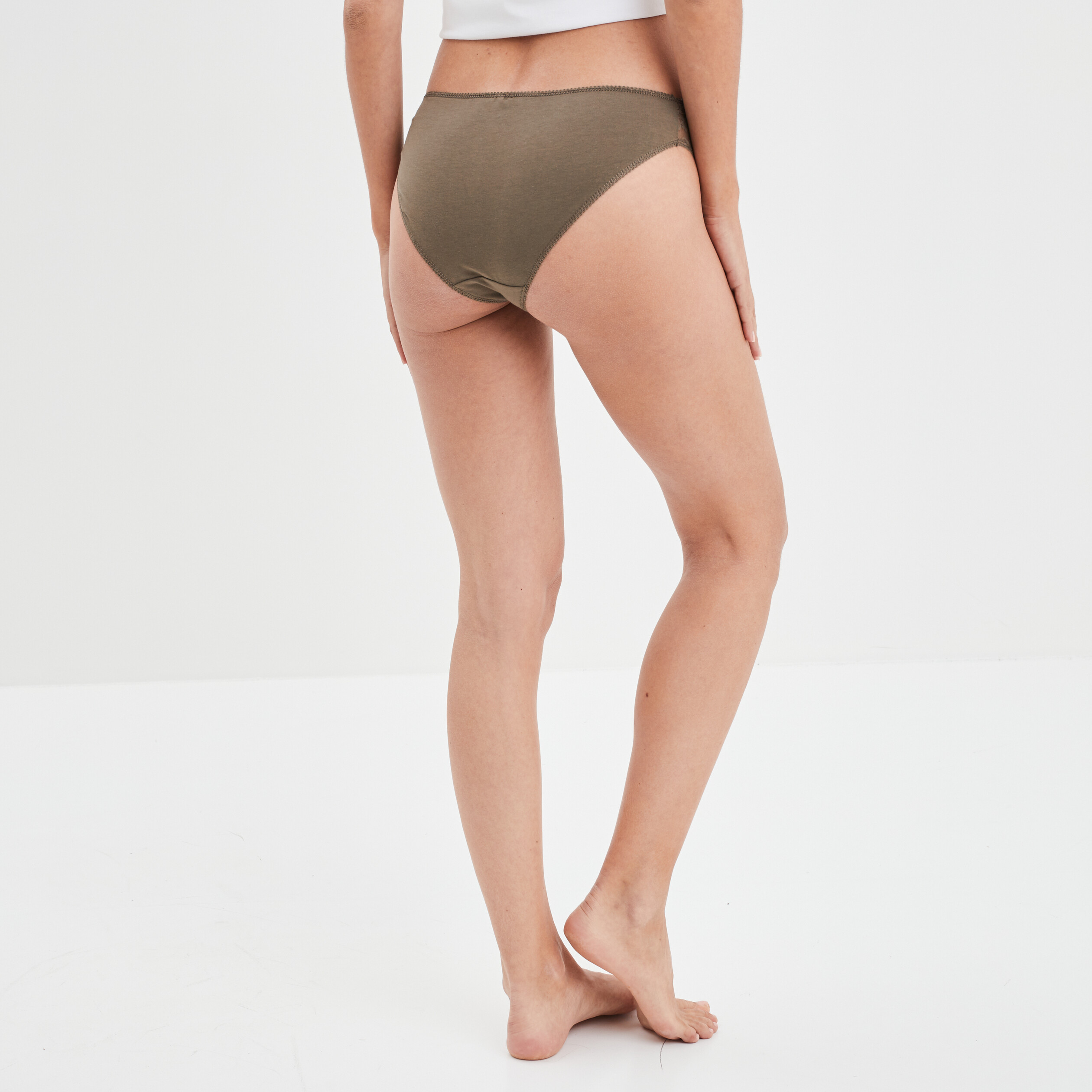 culotte en coton avec dentelle vert kaki femme Culotte en coton avec dentelle vert kaki femme