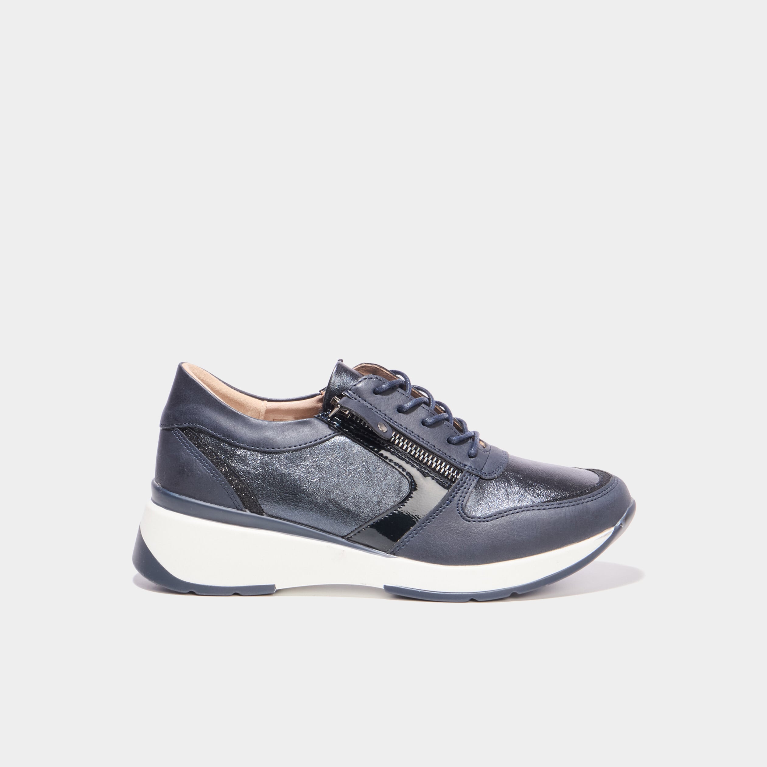 Baskets running zipp&eacute;es bleu marine femme