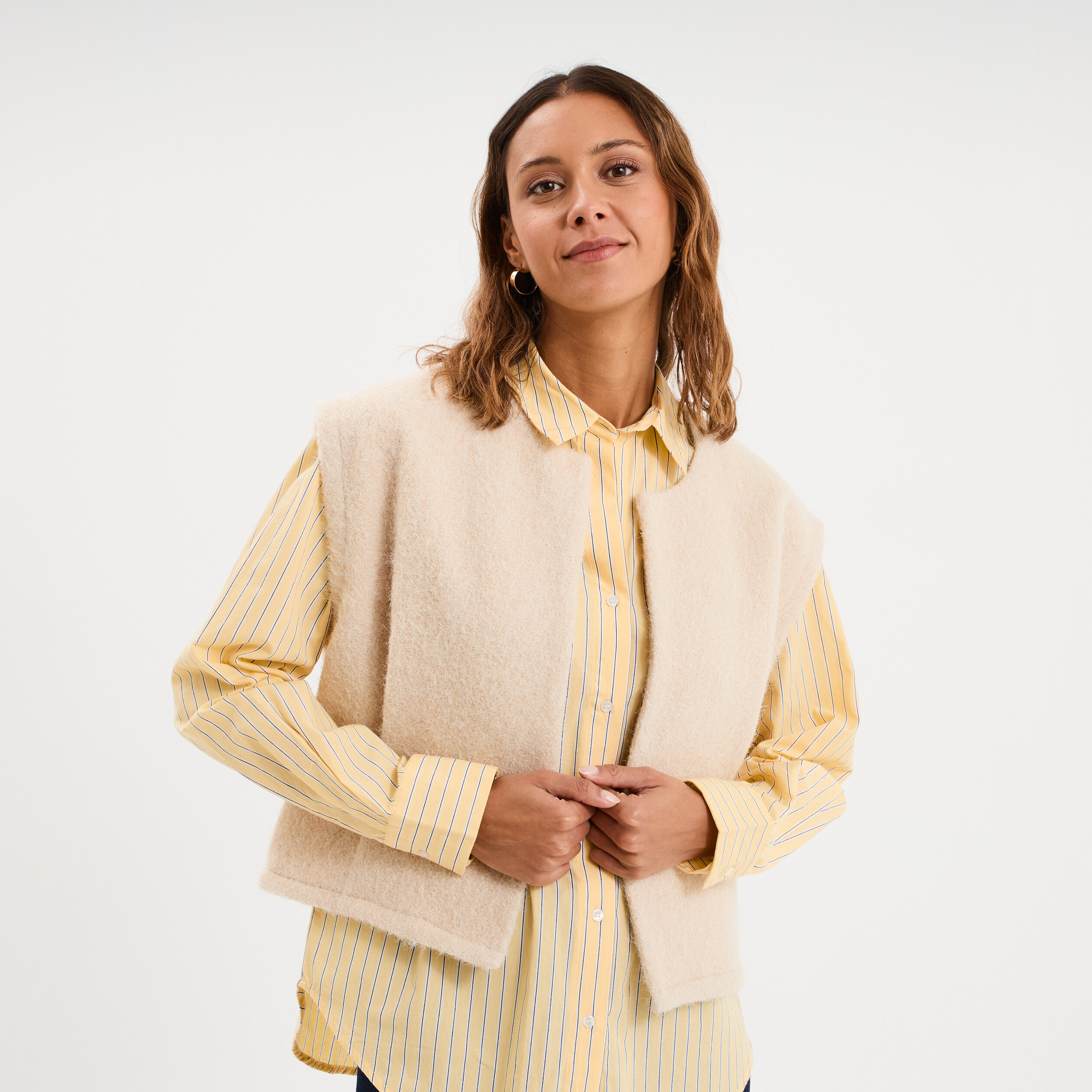 Veste sans manches sable femme